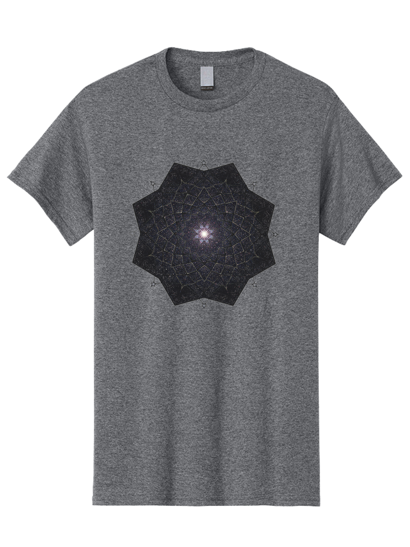 Dodecahedron-Galaxy Men'S Graphic Tee, 100% Cotton, Comfortable Casual Summer Wear, Machine Washable, Stylized Star Design, Geometric Pattern, Celestial Body, Starry Night Sky, Abstract Art, Modern Design, Futuristic, Digital Art Bad053