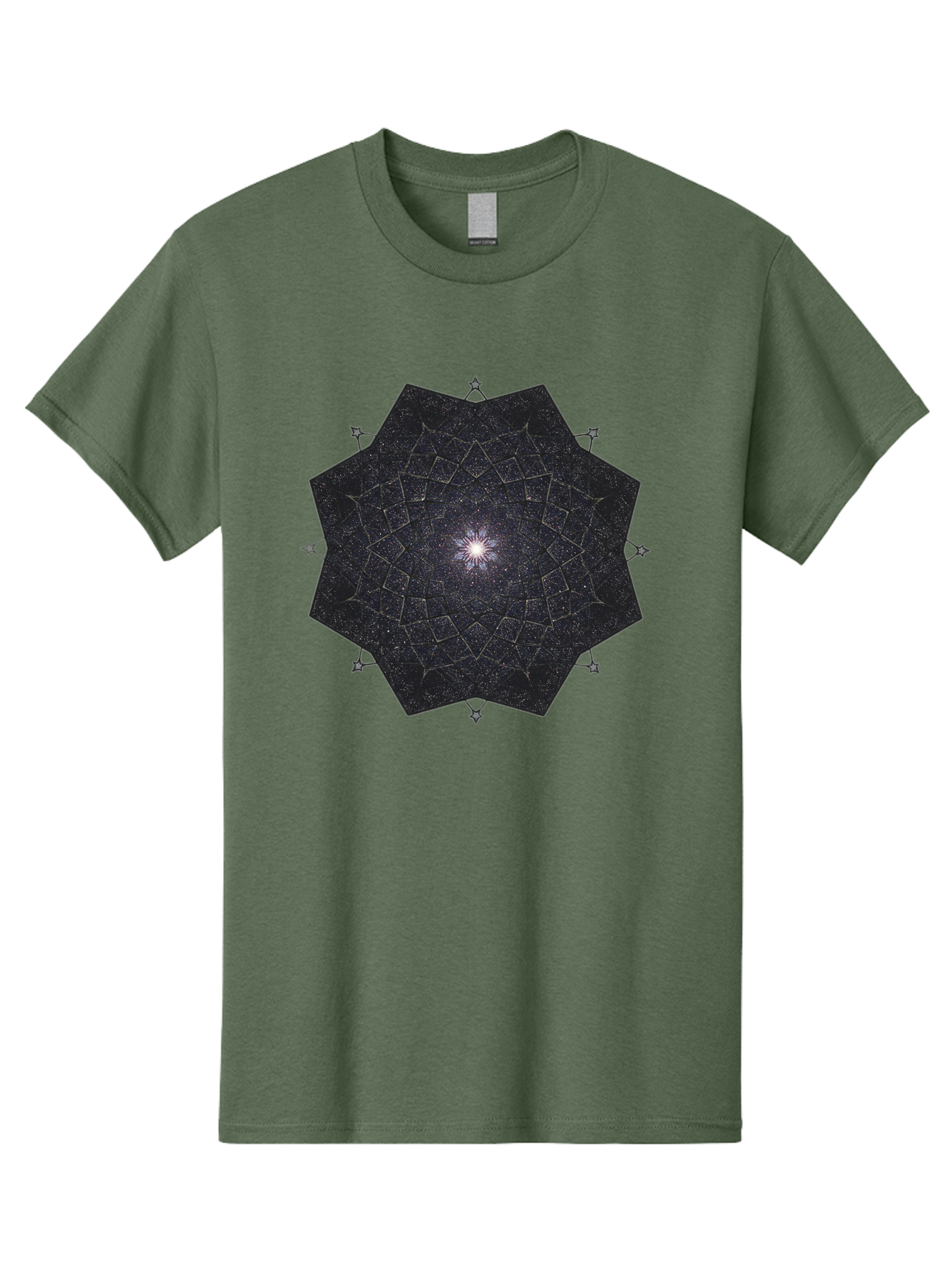 Dodecahedron-Galaxy Men'S Graphic Tee, 100% Cotton, Comfortable Casual Summer Wear, Machine Washable, Stylized Star Design, Geometric Pattern, Celestial Body, Starry Night Sky, Abstract Art, Modern Design, Futuristic, Digital Art Bad053