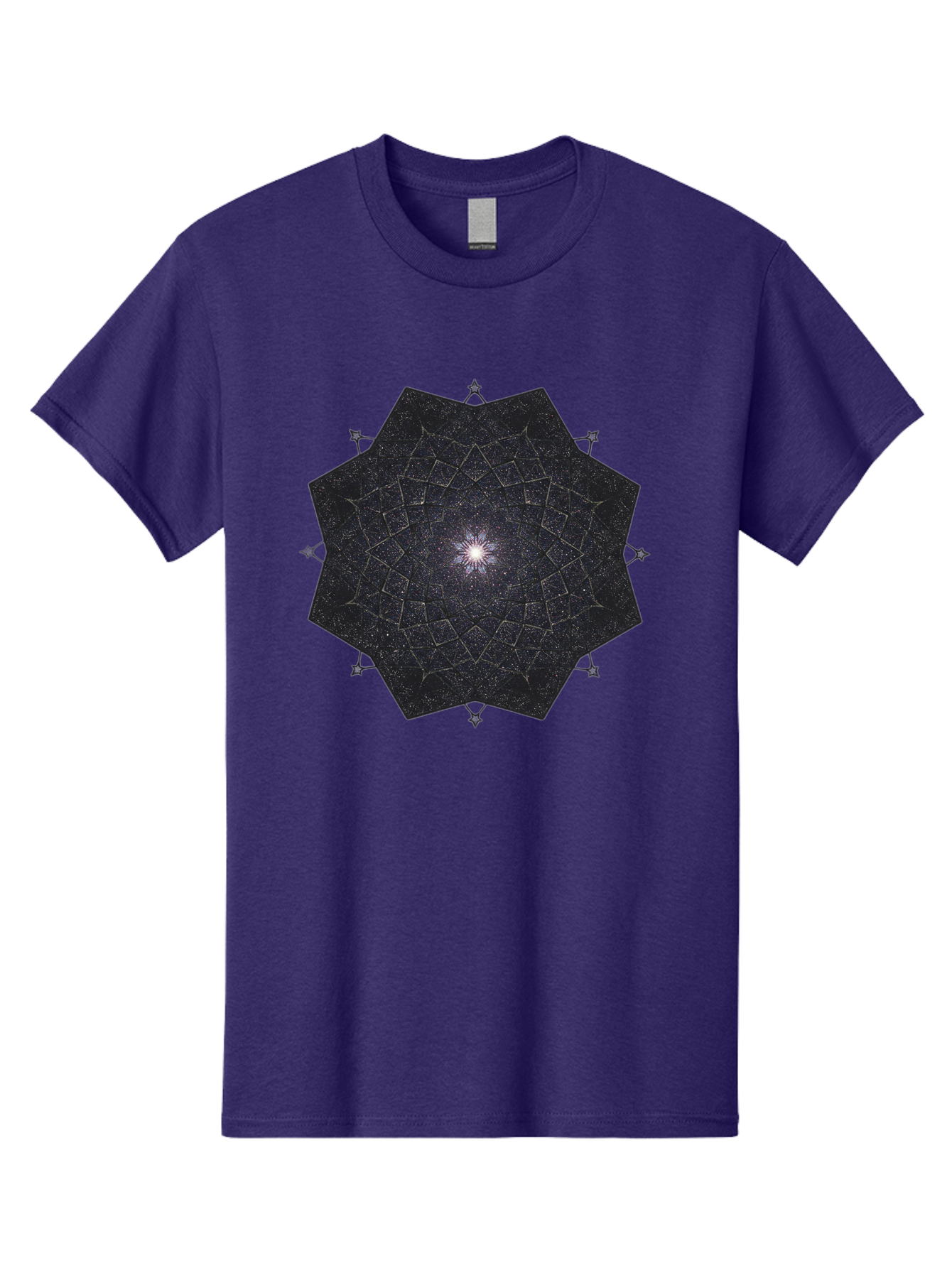Dodecahedron-Galaxy Men'S Graphic Tee, 100% Cotton, Comfortable Casual Summer Wear, Machine Washable, Stylized Star Design, Geometric Pattern, Celestial Body, Starry Night Sky, Abstract Art, Modern Design, Futuristic, Digital Art Bad053