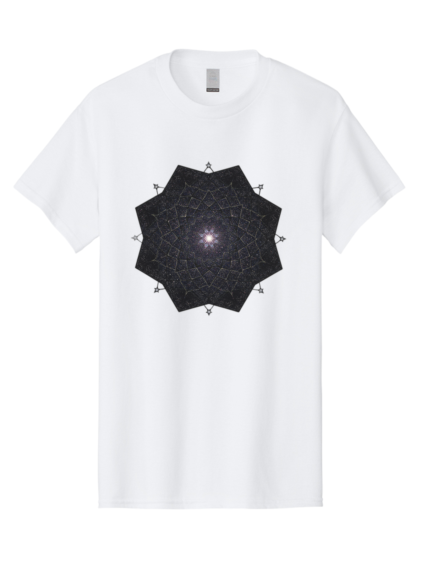 Dodecahedron-Galaxy Men'S Graphic Tee, 100% Cotton, Comfortable Casual Summer Wear, Machine Washable, Stylized Star Design, Geometric Pattern, Celestial Body, Starry Night Sky, Abstract Art, Modern Design, Futuristic, Digital Art Bad053