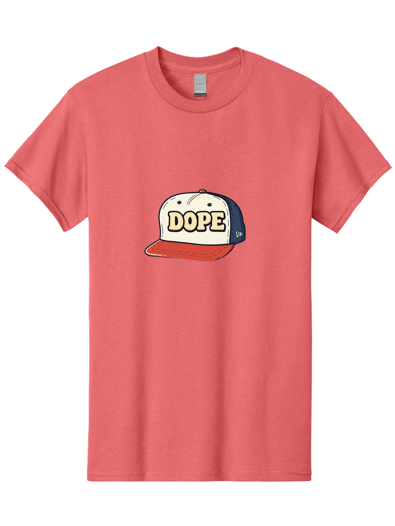Dope-Baseball-Cap Men'S Graphic Tee, 100% Cotton, Comfortable Casual Summer Wear, Machine Washable, Baseball Cap, Red And Blue Cap, Dope Hat, Streetwear Fashion, New Era Logo, Bold Graphic, Cartoon Style, Trendy Accessory, Casual Wear, Bad055