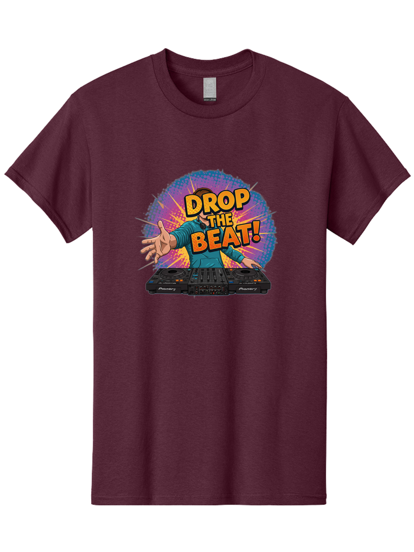 Drop-The-Beat Men'S Graphic Tee, 100% Cotton, Comfortable Casual Summer Wear, Machine Washable, Dj Spinning Tracks, Electronic Dance Music, Party Atmosphere, Club Vibe, Dj Controller, Pionery Equipment, Mixing Beats, Energetic Performance Bad060
