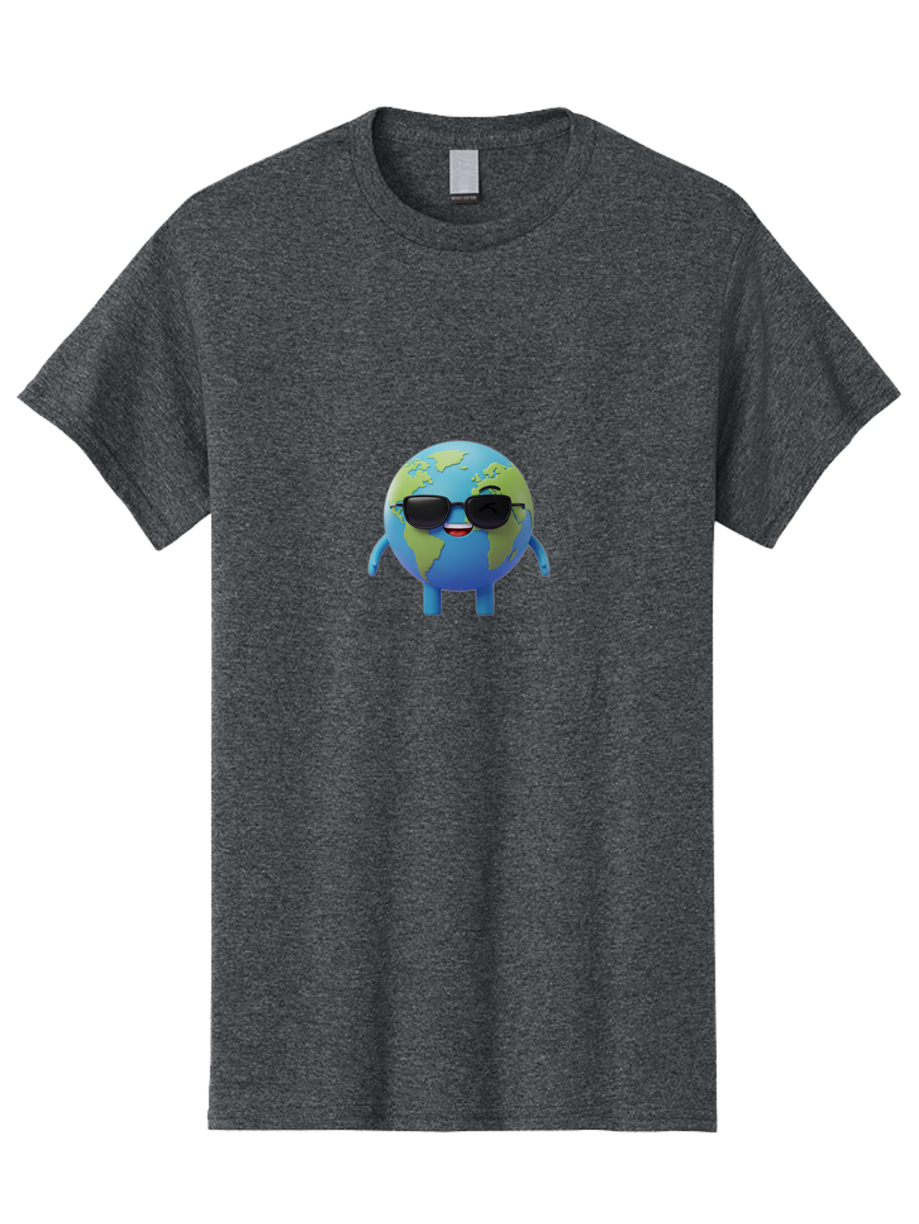 Earth-With-Sunglasses Men'S Graphic Tee, 100% Cotton, Comfortable Casual Summer Wear, Machine Washable, Cartoon Earth, Sunglasses, Smiling Face, Anthropomorphic Globe, Cute Character, Fun Design, Earth Illustration, Quirky Style, Cool Planet, Bad062