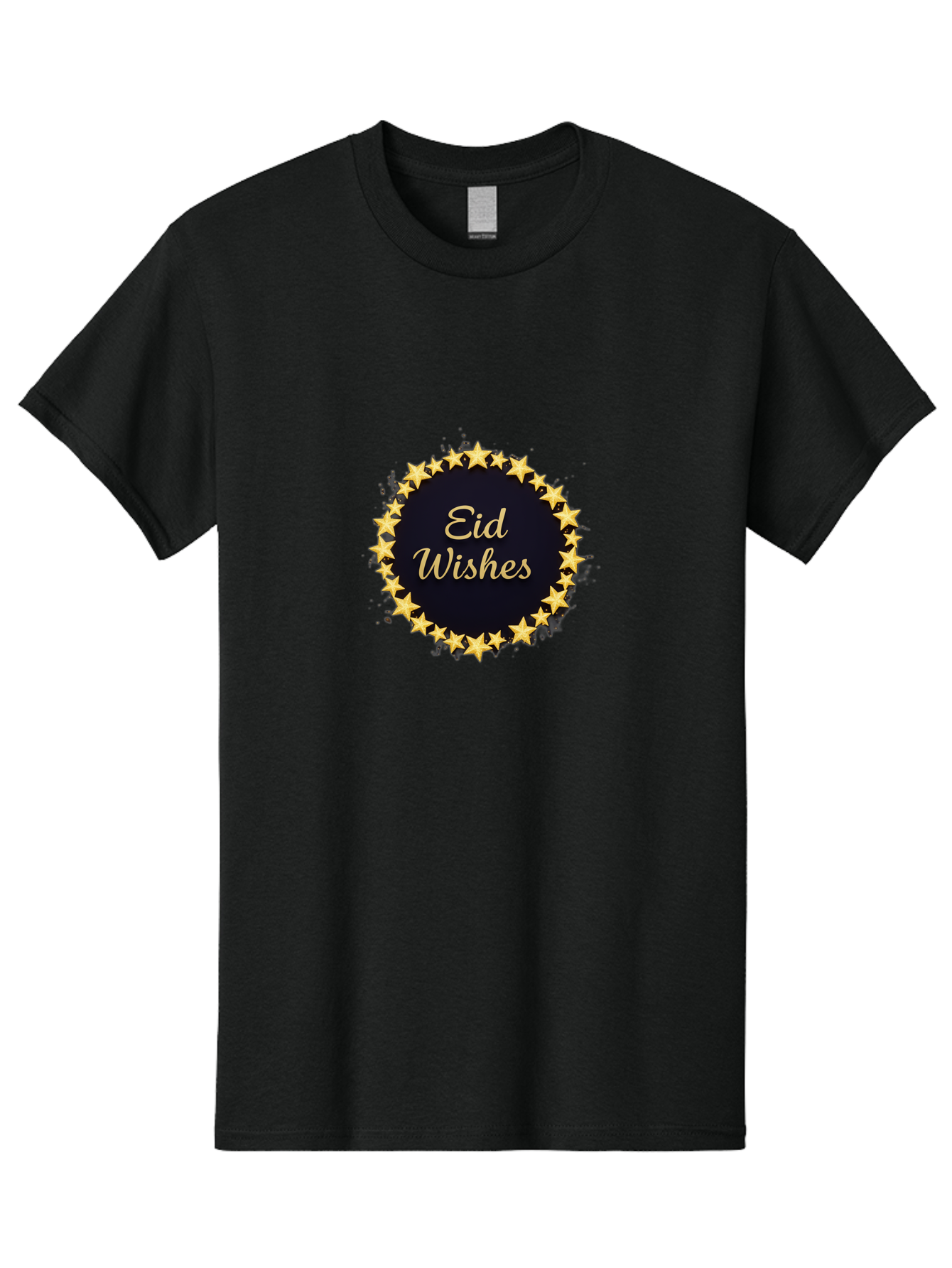 Eid-Wishes Men'S Graphic Tee, 100% Cotton, Comfortable Casual Summer Wear, Machine Washable, Eid Wishes, Festive Greeting, Golden Stars, Celebration, Holiday Wishes, Islamic Festival, Eid Mubarak, Starry Design, Elegant Font, Gold Stars Bad066