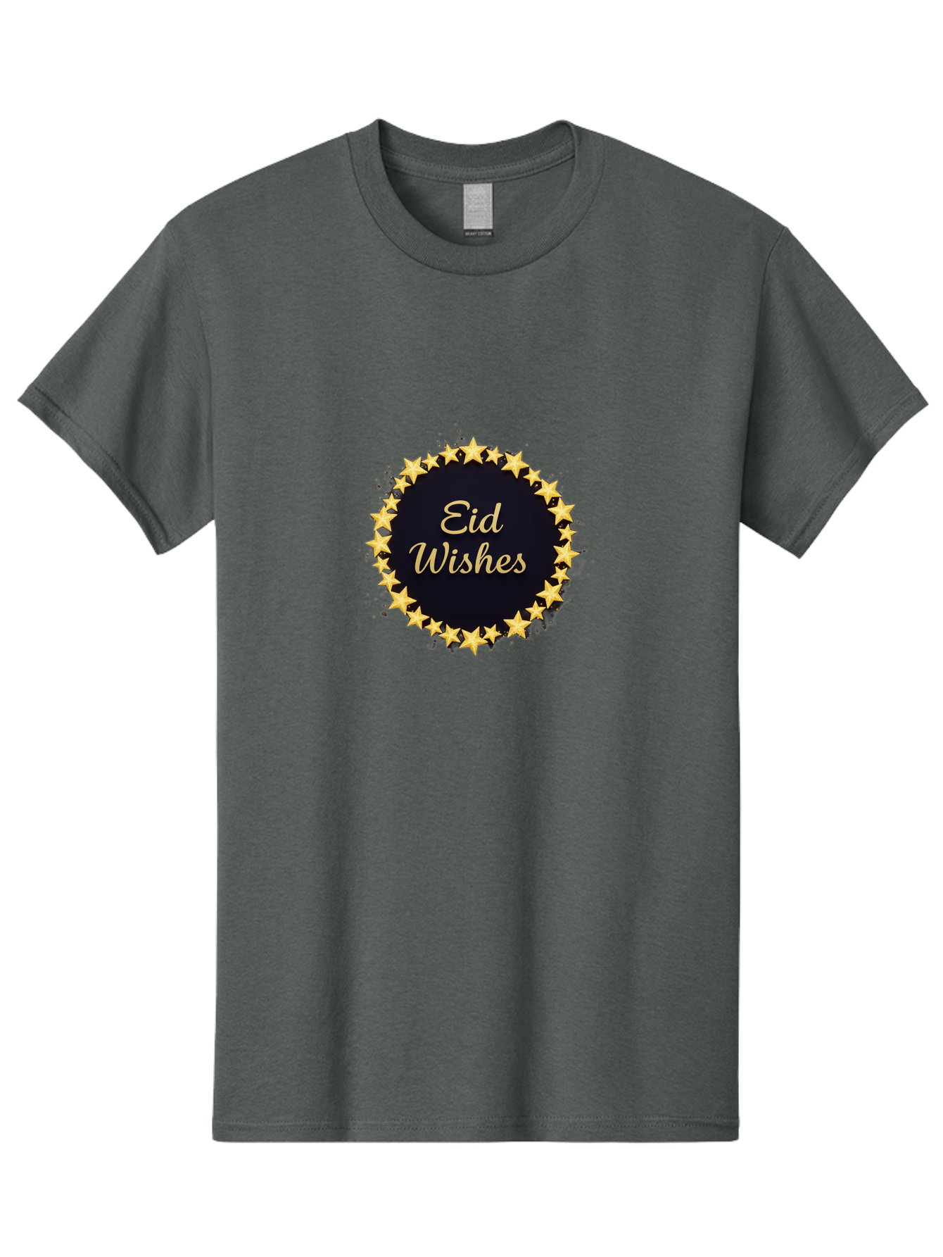 Eid-Wishes Men'S Graphic Tee, 100% Cotton, Comfortable Casual Summer Wear, Machine Washable, Eid Wishes, Festive Greeting, Golden Stars, Celebration, Holiday Wishes, Islamic Festival, Eid Mubarak, Starry Design, Elegant Font, Gold Stars Bad066