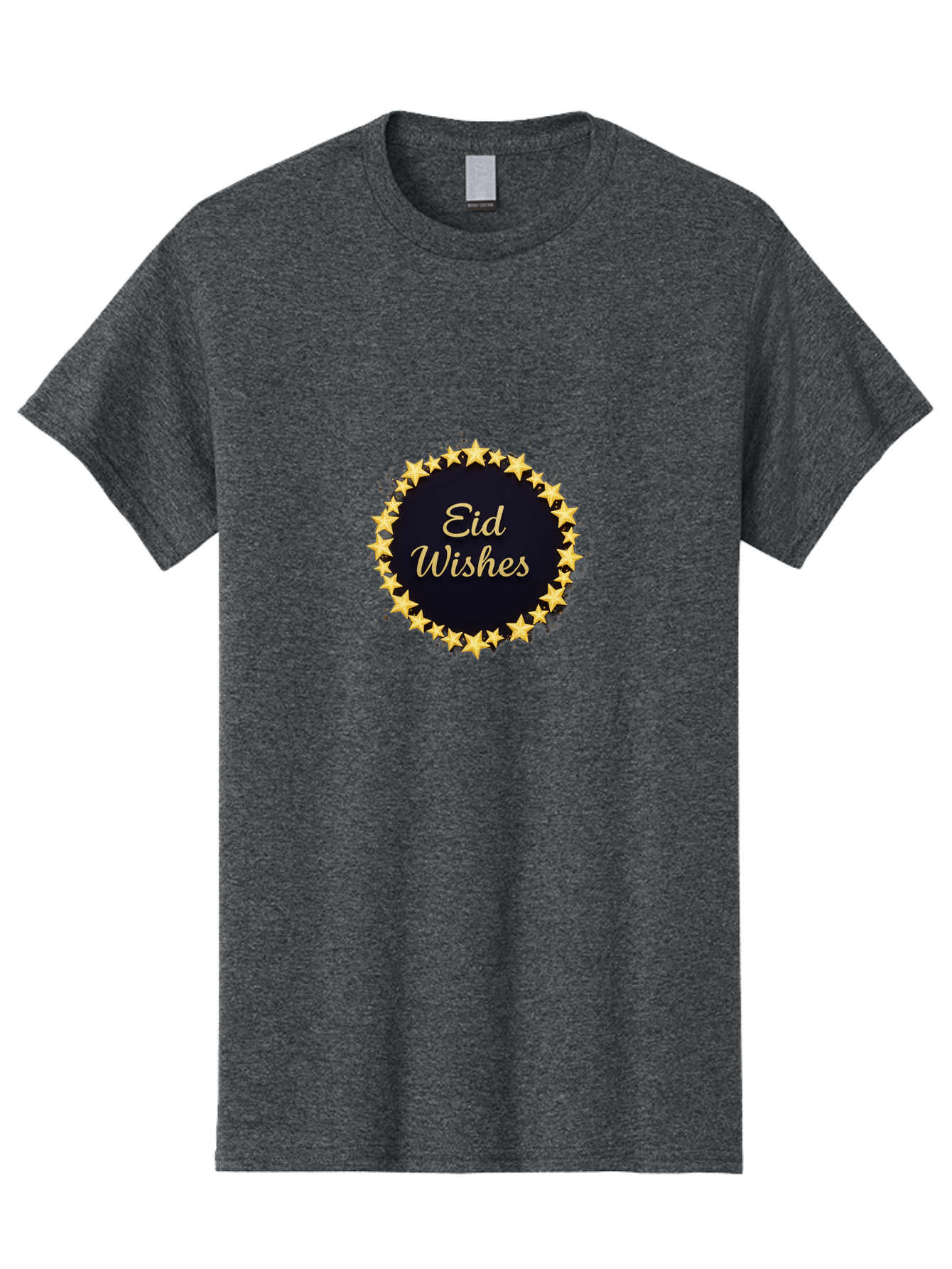 Eid-Wishes Men'S Graphic Tee, 100% Cotton, Comfortable Casual Summer Wear, Machine Washable, Eid Wishes, Festive Greeting, Golden Stars, Celebration, Holiday Wishes, Islamic Festival, Eid Mubarak, Starry Design, Elegant Font, Gold Stars Bad066