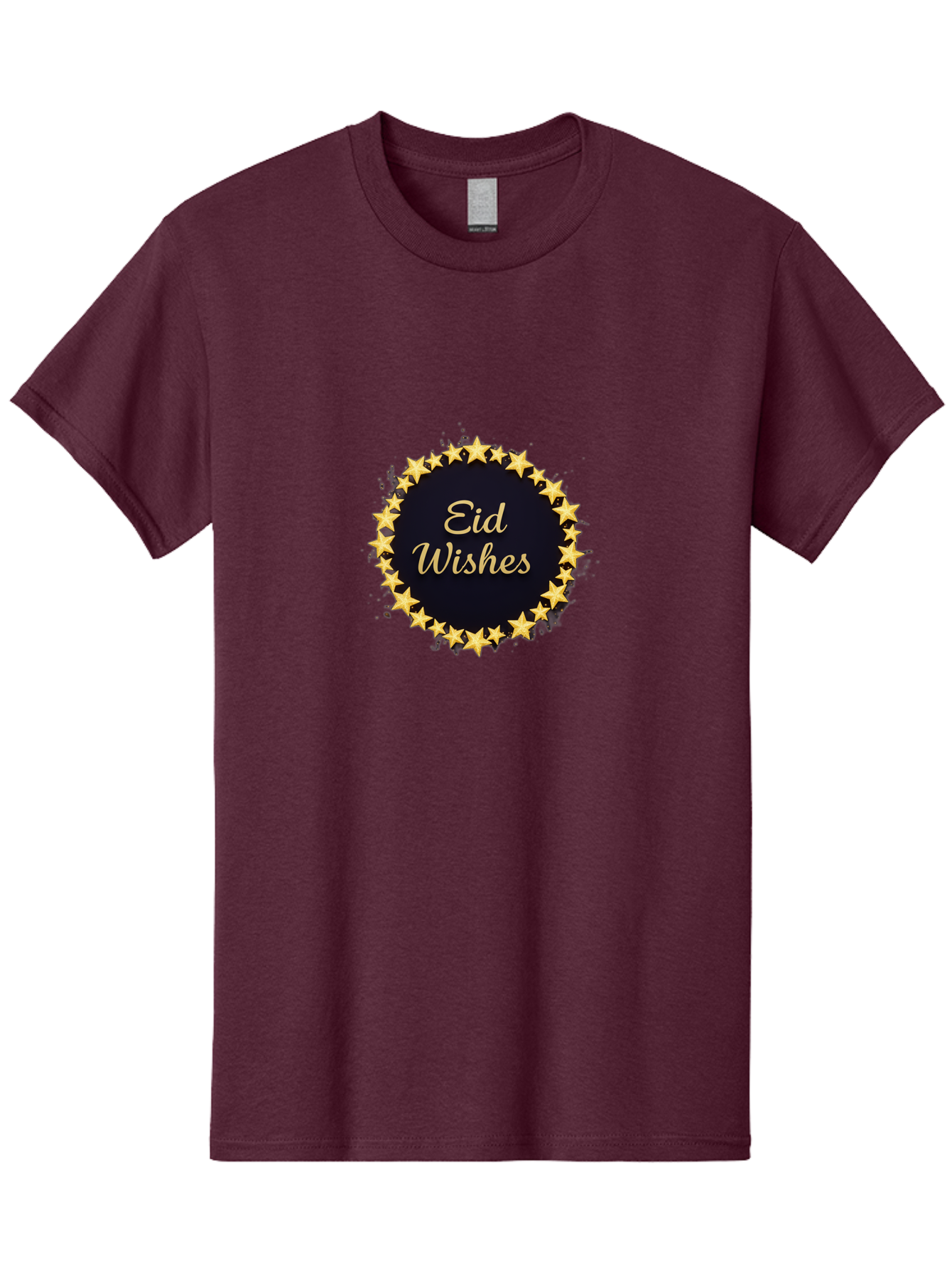 Eid-Wishes Men'S Graphic Tee, 100% Cotton, Comfortable Casual Summer Wear, Machine Washable, Eid Wishes, Festive Greeting, Golden Stars, Celebration, Holiday Wishes, Islamic Festival, Eid Mubarak, Starry Design, Elegant Font, Gold Stars Bad066