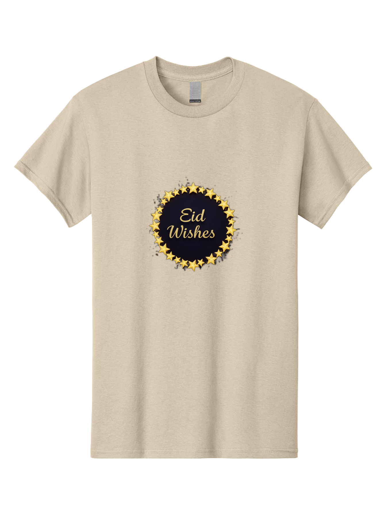 Eid-Wishes Men'S Graphic Tee, 100% Cotton, Comfortable Casual Summer Wear, Machine Washable, Eid Wishes, Festive Greeting, Golden Stars, Celebration, Holiday Wishes, Islamic Festival, Eid Mubarak, Starry Design, Elegant Font, Gold Stars Bad066