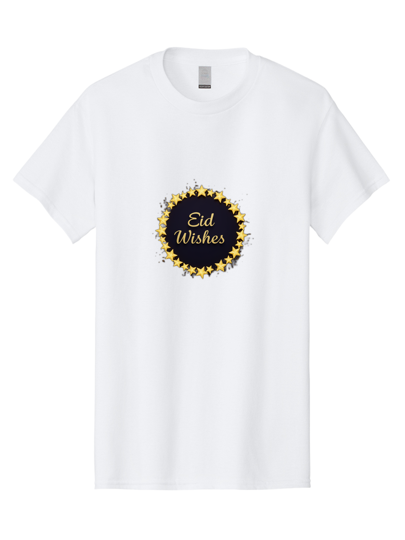 Eid-Wishes Men'S Graphic Tee, 100% Cotton, Comfortable Casual Summer Wear, Machine Washable, Eid Wishes, Festive Greeting, Golden Stars, Celebration, Holiday Wishes, Islamic Festival, Eid Mubarak, Starry Design, Elegant Font, Gold Stars Bad066
