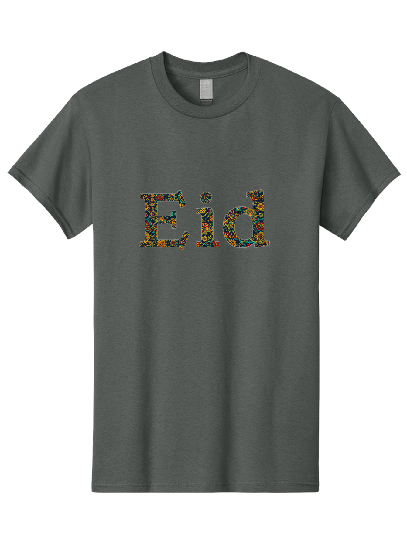 Eid Men'S Graphic Tee, 100% Cotton, Comfortable Casual Summer Wear, Machine Washable, Eid Celebration, Floral Pattern, Colorful Design, Vibrant Colors, Festive Atmosphere, Islamic Holiday, Cultural Tradition, Ornate Details, Decorative Art Bad067