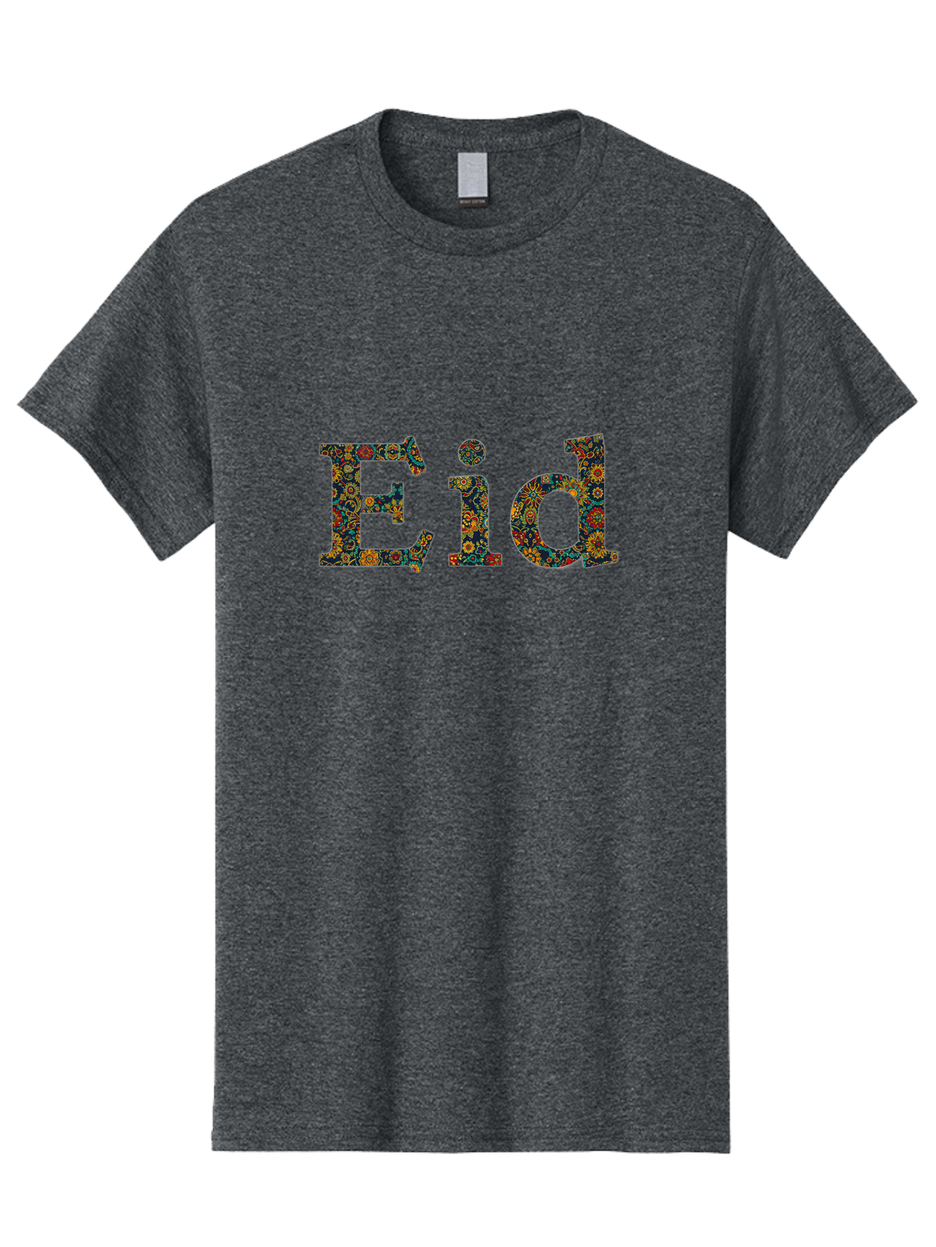 Eid Men'S Graphic Tee, 100% Cotton, Comfortable Casual Summer Wear, Machine Washable, Eid Celebration, Floral Pattern, Colorful Design, Vibrant Colors, Festive Atmosphere, Islamic Holiday, Cultural Tradition, Ornate Details, Decorative Art Bad067