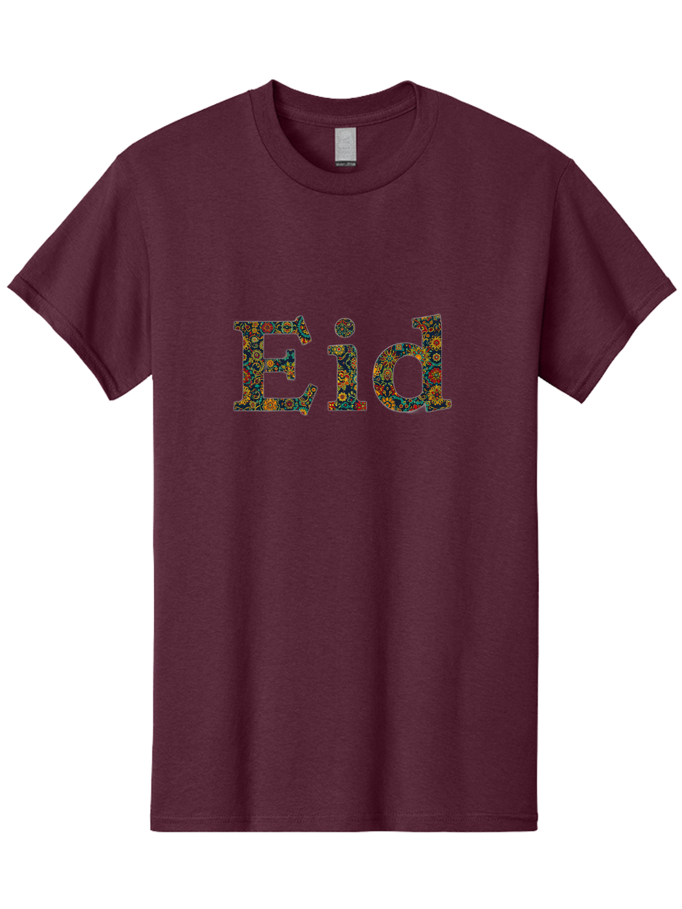 Eid Men'S Graphic Tee, 100% Cotton, Comfortable Casual Summer Wear, Machine Washable, Eid Celebration, Floral Pattern, Colorful Design, Vibrant Colors, Festive Atmosphere, Islamic Holiday, Cultural Tradition, Ornate Details, Decorative Art Bad067