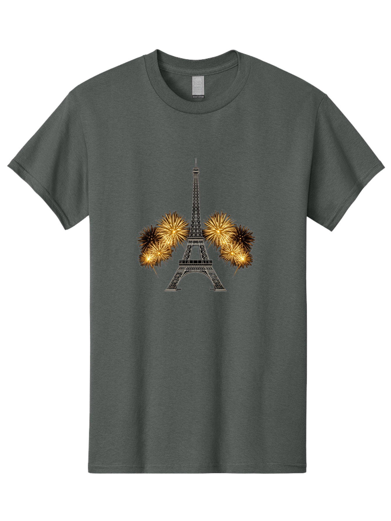 Eiffel-Tower-Fireworks-1 Men'S Graphic Tee, 100% Cotton, Comfortable Casual Summer Wear, Machine Washable, Eiffel Tower, Fireworks Display, Celebration, Festive Atmosphere, Fireworks Exploding, France, Paris, City Landmark, Event Decoration, Bad074