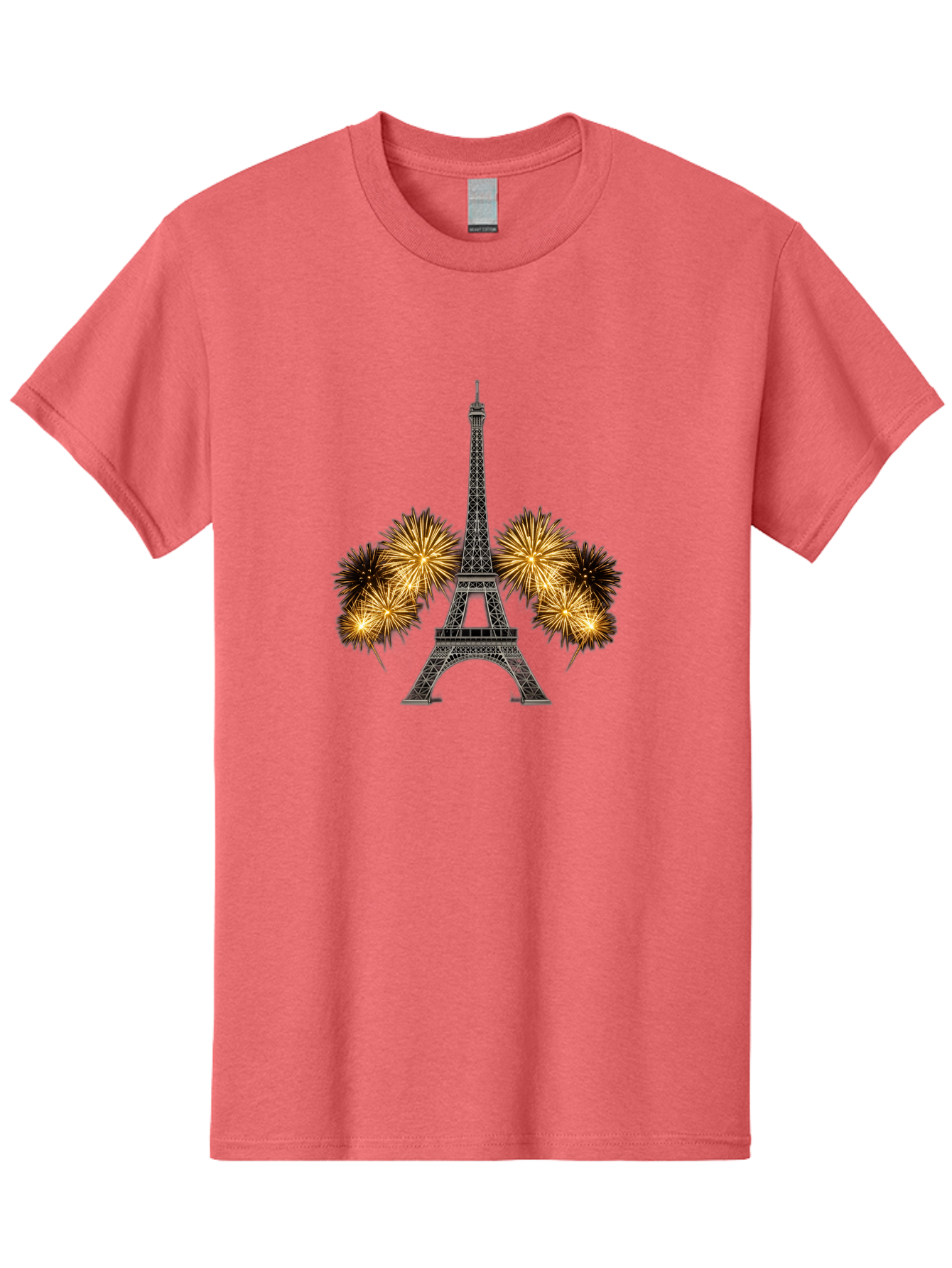 Eiffel-Tower-Fireworks-1 Men'S Graphic Tee, 100% Cotton, Comfortable Casual Summer Wear, Machine Washable, Eiffel Tower, Fireworks Display, Celebration, Festive Atmosphere, Fireworks Exploding, France, Paris, City Landmark, Event Decoration, Bad074