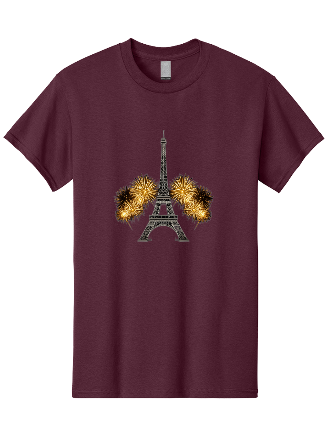 Eiffel-Tower-Fireworks-1 Men'S Graphic Tee, 100% Cotton, Comfortable Casual Summer Wear, Machine Washable, Eiffel Tower, Fireworks Display, Celebration, Festive Atmosphere, Fireworks Exploding, France, Paris, City Landmark, Event Decoration, Bad074