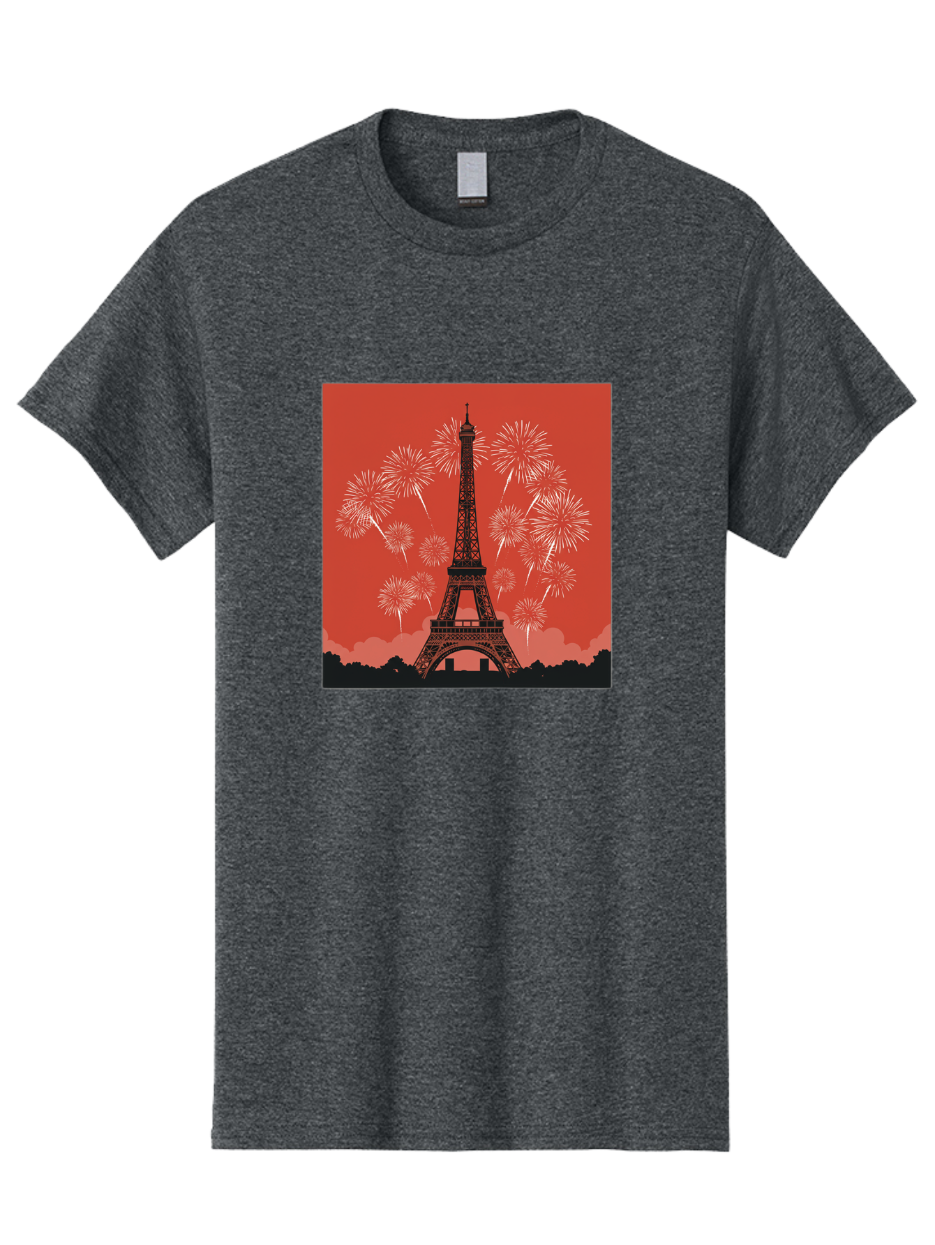 Eiffel-Tower-Fireworks Men'S Graphic Tee, 100% Cotton, Comfortable Casual Summer Wear, Machine Washable, Eiffel Tower, Fireworks Display, Celebration, Festive Atmosphere, Paris Landmarks, French Culture, Fireworks Explosion, Romantic Getaway, Bad075