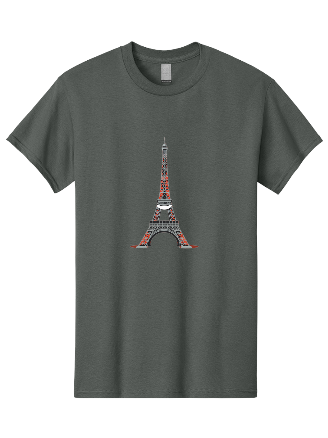 Eiffel-Tower Men'S Graphic Tee, 100% Cotton, Comfortable Casual Summer Wear, Machine Washable, Iconic Landmark, Parisian Architecture, French Culture, Iron Latticework, Red And Black Design, Tourist Attraction, Cityscape, Famous Monument, Bad076