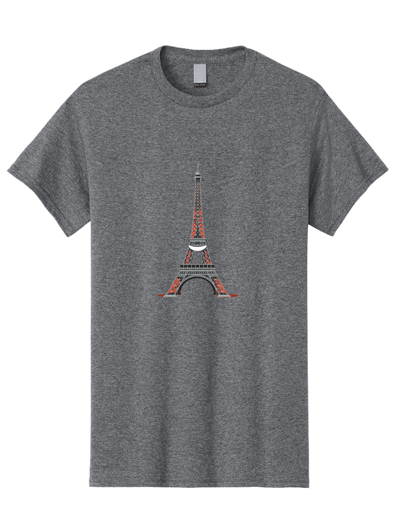 Eiffel-Tower Men'S Graphic Tee, 100% Cotton, Comfortable Casual Summer Wear, Machine Washable, Iconic Landmark, Parisian Architecture, French Culture, Iron Latticework, Red And Black Design, Tourist Attraction, Cityscape, Famous Monument, Bad076