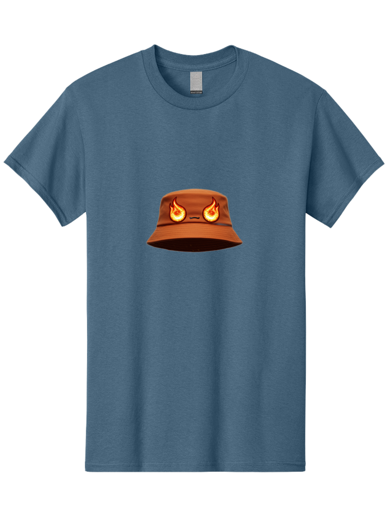 Face-Bucket-Hat Men'S Graphic Tee, 100% Cotton, Comfortable Casual Summer Wear, Machine Washable, Burning Eyes, Fiery Stare, Orange Flames, Yellow Flames, Red Flames, Fashion Hat, Streetwear, Trendy Accessory, Bold Design, Eye-Catching Bad080