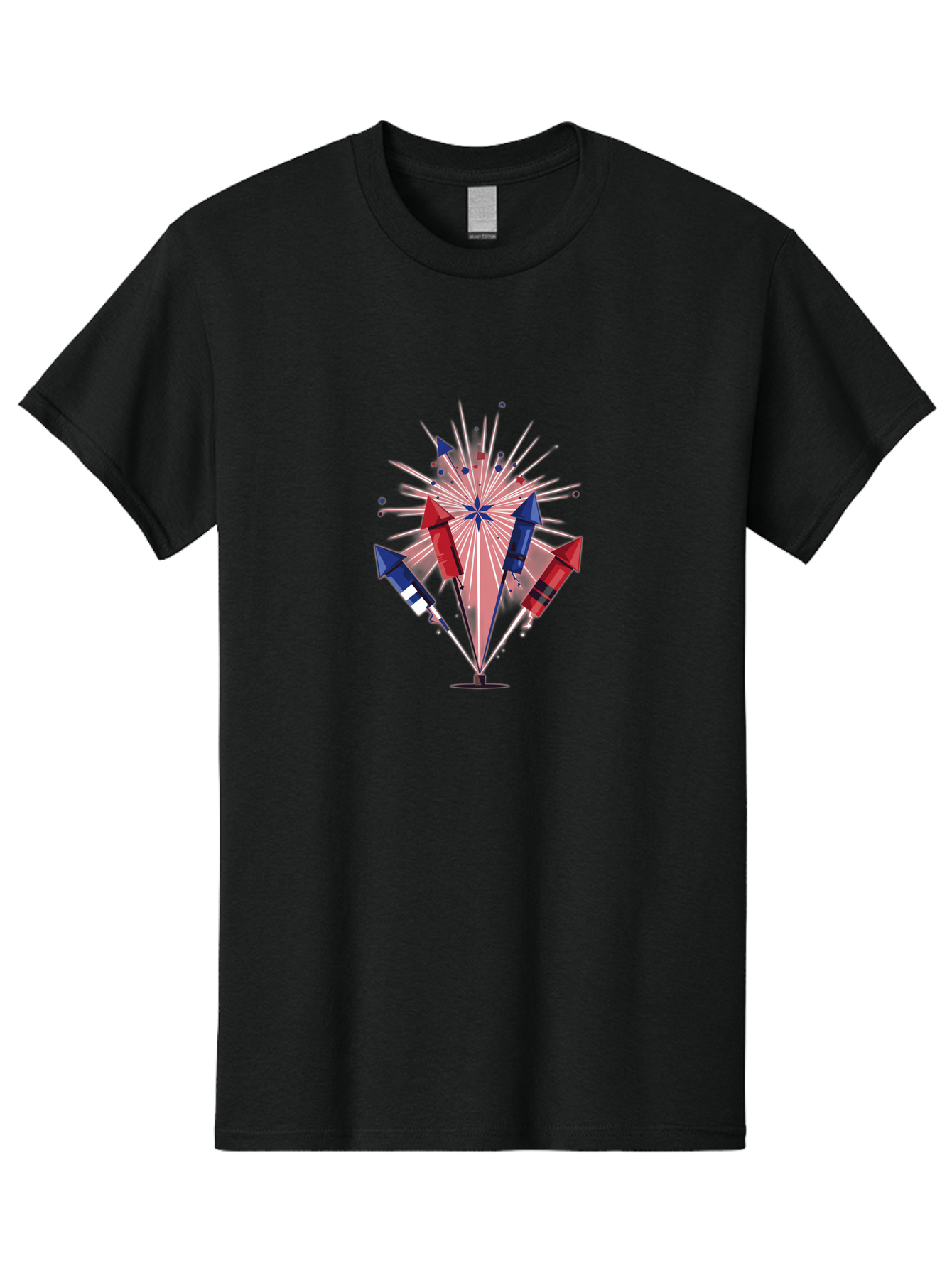 Fireworks-1 Men'S Graphic Tee, 100% Cotton, Comfortable Casual Summer Wear, Machine Washable, Fireworks Explosion, Colorful Rockets, Festive Atmosphere, Celebration, Red White And Blue, 4Th Of July, Patriotic Theme, Bursting Fireworks, Bad092