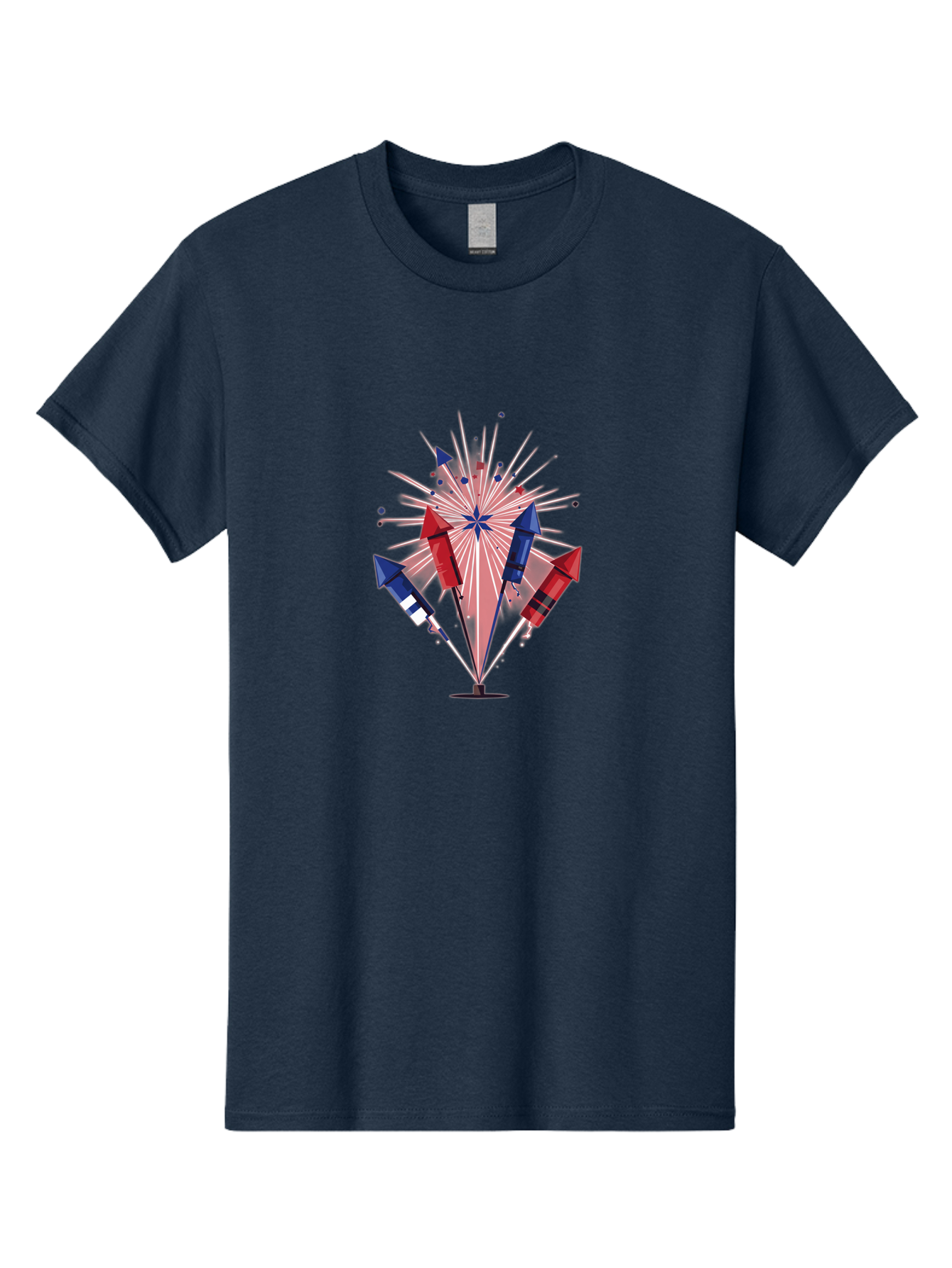 Fireworks-1 Men'S Graphic Tee, 100% Cotton, Comfortable Casual Summer Wear, Machine Washable, Fireworks Explosion, Colorful Rockets, Festive Atmosphere, Celebration, Red White And Blue, 4Th Of July, Patriotic Theme, Bursting Fireworks, Bad092