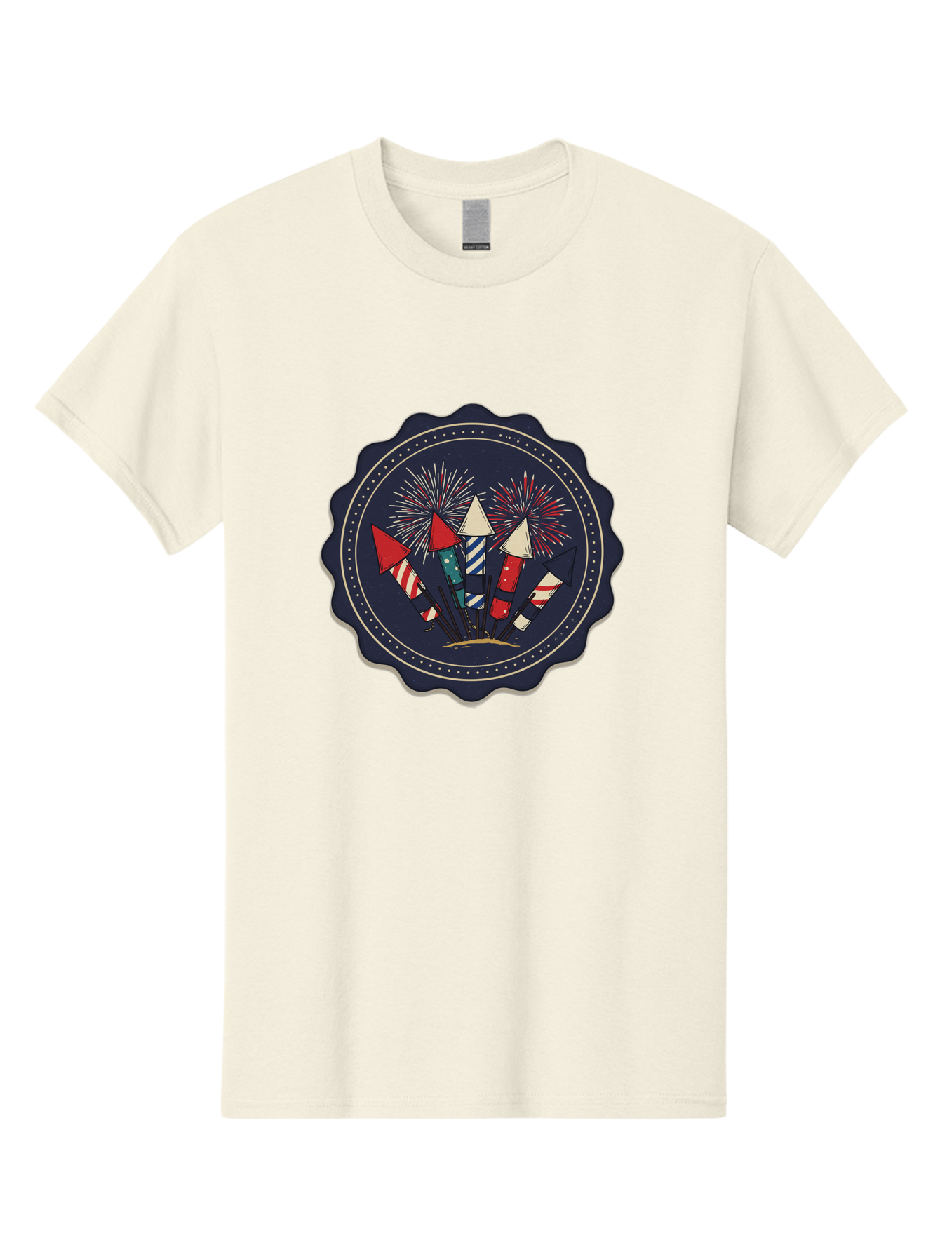 Fireworks-Icon Men'S Graphic Tee, 100% Cotton, Comfortable Casual Summer Wear, Machine Washable, Fireworks Explosion, Festive Celebration, Party Decorations, Colorful Display, Explosive Bursts, Vibrant Colors, Celebratory Theme Bad093