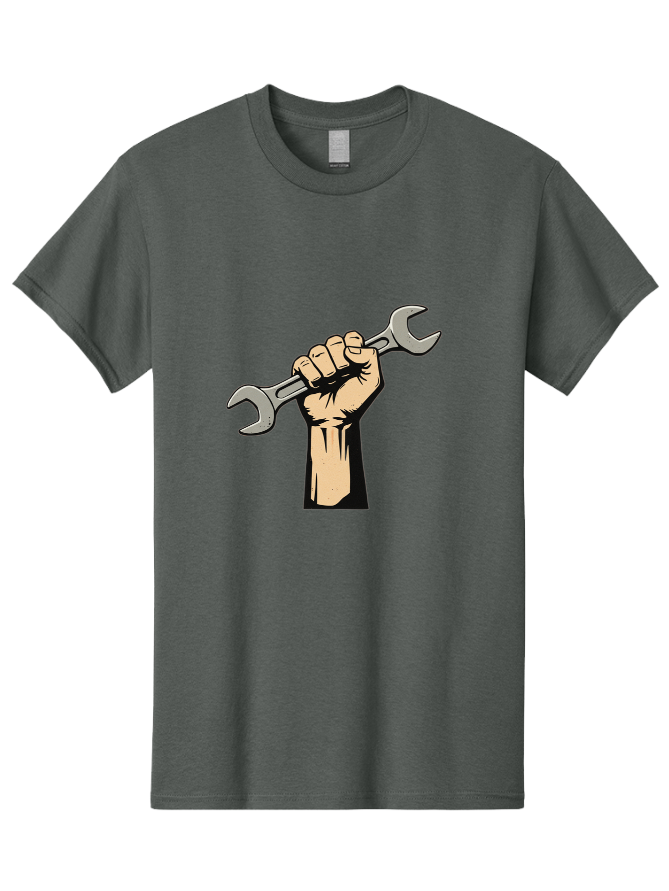 Fist-Holding-Wrench Men'S Graphic Tee, 100% Cotton, Comfortable Casual Summer Wear, Machine Washable, Hand Holding Wrench, Fist Grip, Hand Tool, Mechanic Symbol, Diy, Wrench Illustration, Labor, Hand Strength, Maintenance Bad096