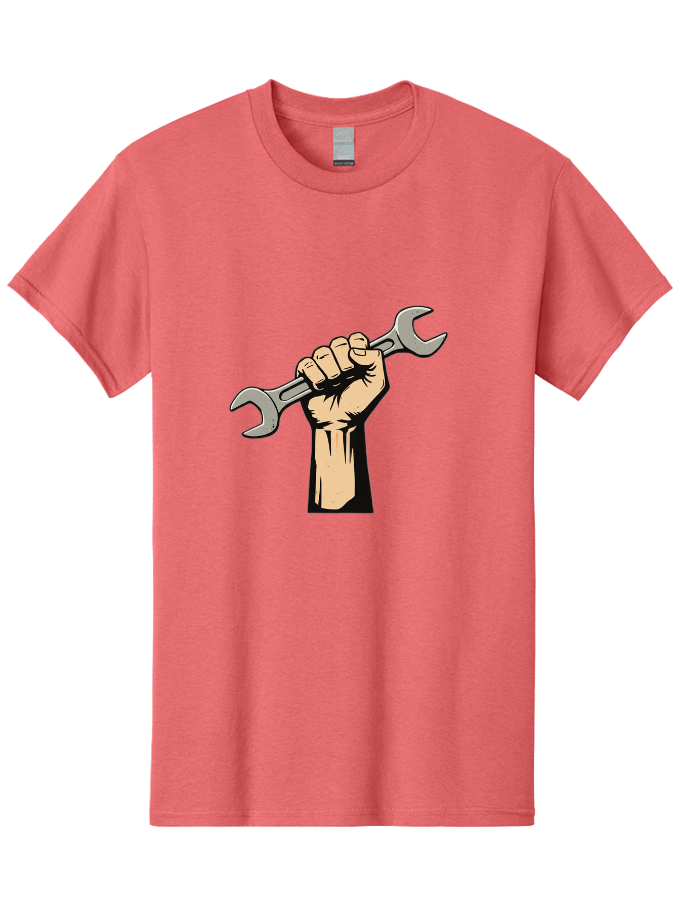 Fist-Holding-Wrench Men'S Graphic Tee, 100% Cotton, Comfortable Casual Summer Wear, Machine Washable, Hand Holding Wrench, Fist Grip, Hand Tool, Mechanic Symbol, Diy, Wrench Illustration, Labor, Hand Strength, Maintenance Bad096
