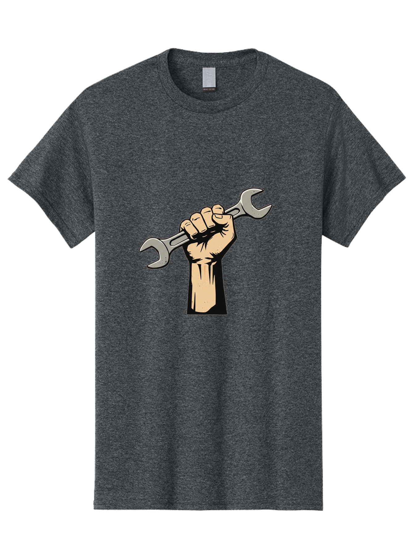 Fist-Holding-Wrench Men'S Graphic Tee, 100% Cotton, Comfortable Casual Summer Wear, Machine Washable, Hand Holding Wrench, Fist Grip, Hand Tool, Mechanic Symbol, Diy, Wrench Illustration, Labor, Hand Strength, Maintenance Bad096