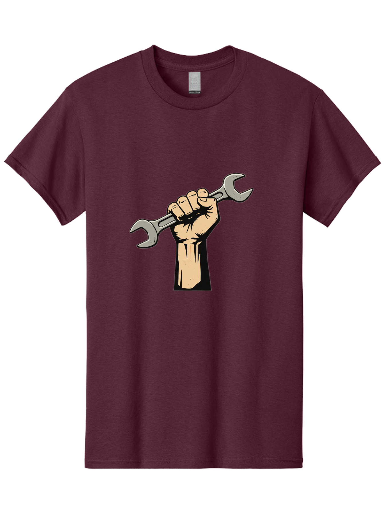 Fist-Holding-Wrench Men'S Graphic Tee, 100% Cotton, Comfortable Casual Summer Wear, Machine Washable, Hand Holding Wrench, Fist Grip, Hand Tool, Mechanic Symbol, Diy, Wrench Illustration, Labor, Hand Strength, Maintenance Bad096