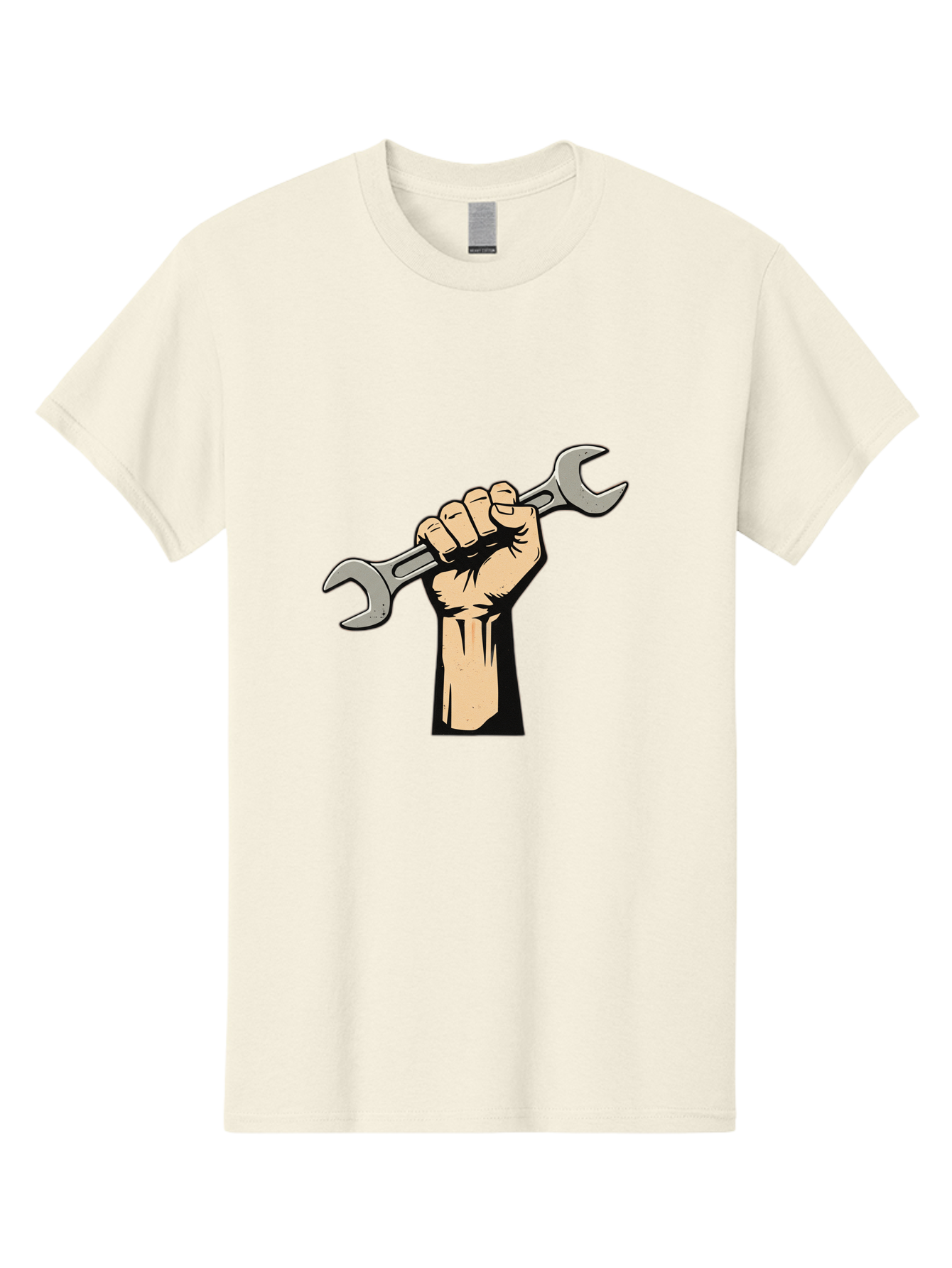 Fist-Holding-Wrench Men'S Graphic Tee, 100% Cotton, Comfortable Casual Summer Wear, Machine Washable, Hand Holding Wrench, Fist Grip, Hand Tool, Mechanic Symbol, Diy, Wrench Illustration, Labor, Hand Strength, Maintenance Bad096