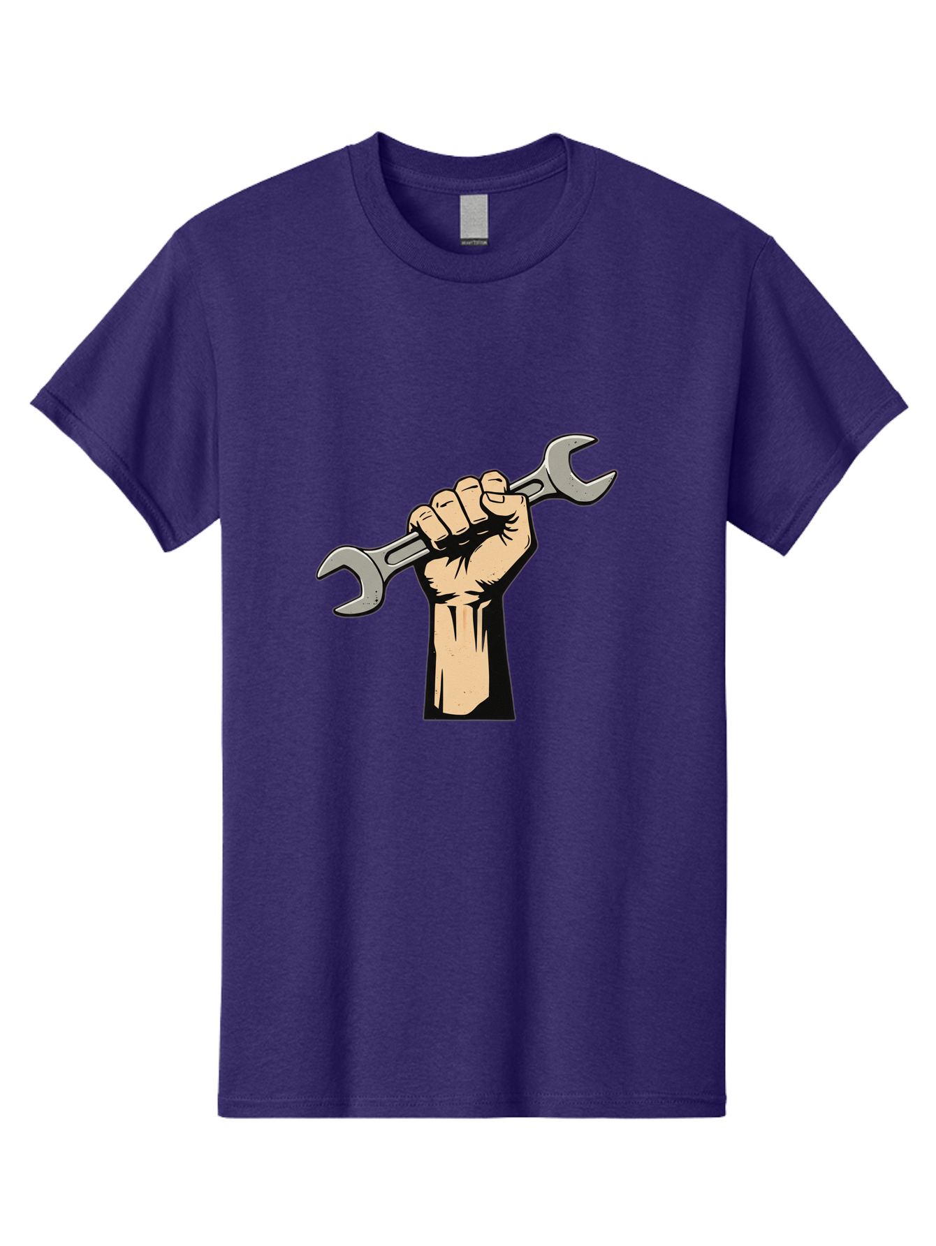 Fist-Holding-Wrench Men'S Graphic Tee, 100% Cotton, Comfortable Casual Summer Wear, Machine Washable, Hand Holding Wrench, Fist Grip, Hand Tool, Mechanic Symbol, Diy, Wrench Illustration, Labor, Hand Strength, Maintenance Bad096
