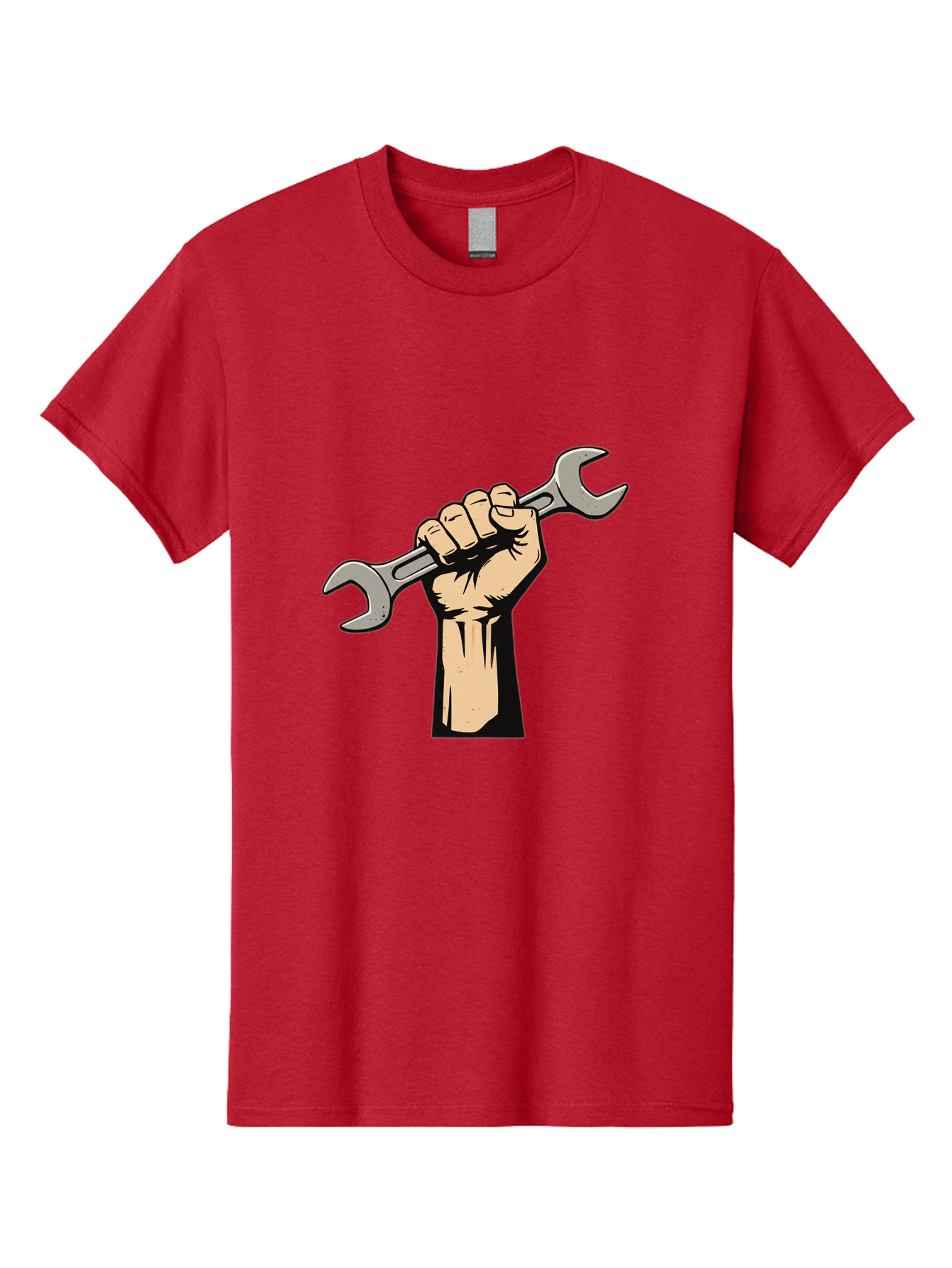 Fist-Holding-Wrench Men'S Graphic Tee, 100% Cotton, Comfortable Casual Summer Wear, Machine Washable, Hand Holding Wrench, Fist Grip, Hand Tool, Mechanic Symbol, Diy, Wrench Illustration, Labor, Hand Strength, Maintenance Bad096