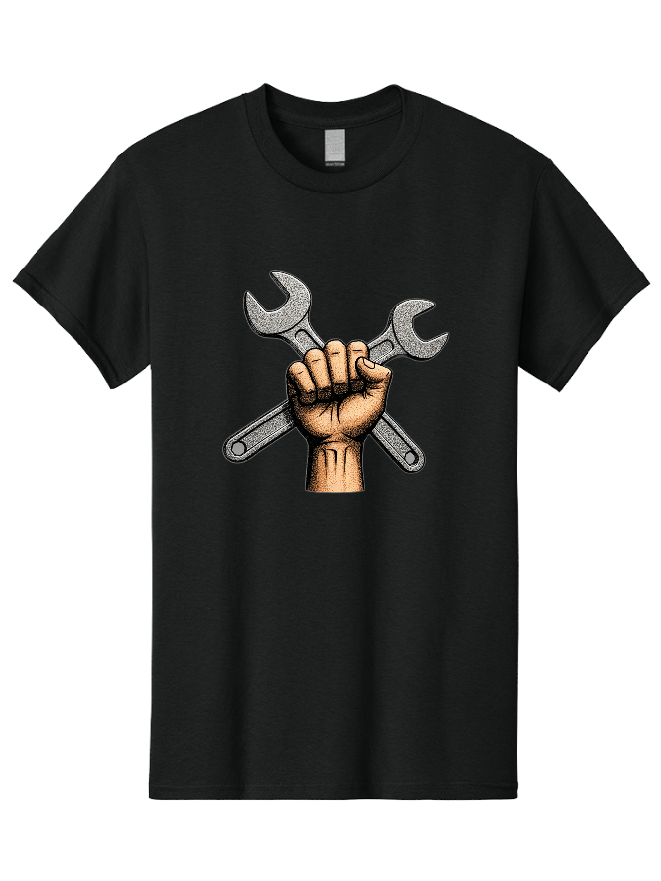 Fist-Holding-Wrenches Men'S Graphic Tee, 100% Cotton, Comfortable Casual Summer Wear, Machine Washable, Clenched Fist Holding Wrenches, Diy Tools, Repair Equipment, Handyman Symbols, Mechanic'S Hands, Maintenance Theme, Industrial Imagery Bad097