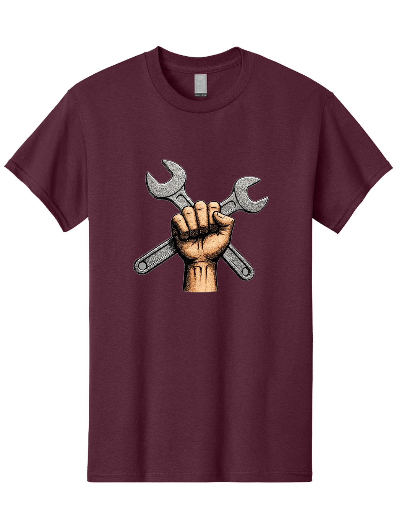 Fist-Holding-Wrenches Men'S Graphic Tee, 100% Cotton, Comfortable Casual Summer Wear, Machine Washable, Clenched Fist Holding Wrenches, Diy Tools, Repair Equipment, Handyman Symbols, Mechanic'S Hands, Maintenance Theme, Industrial Imagery Bad097