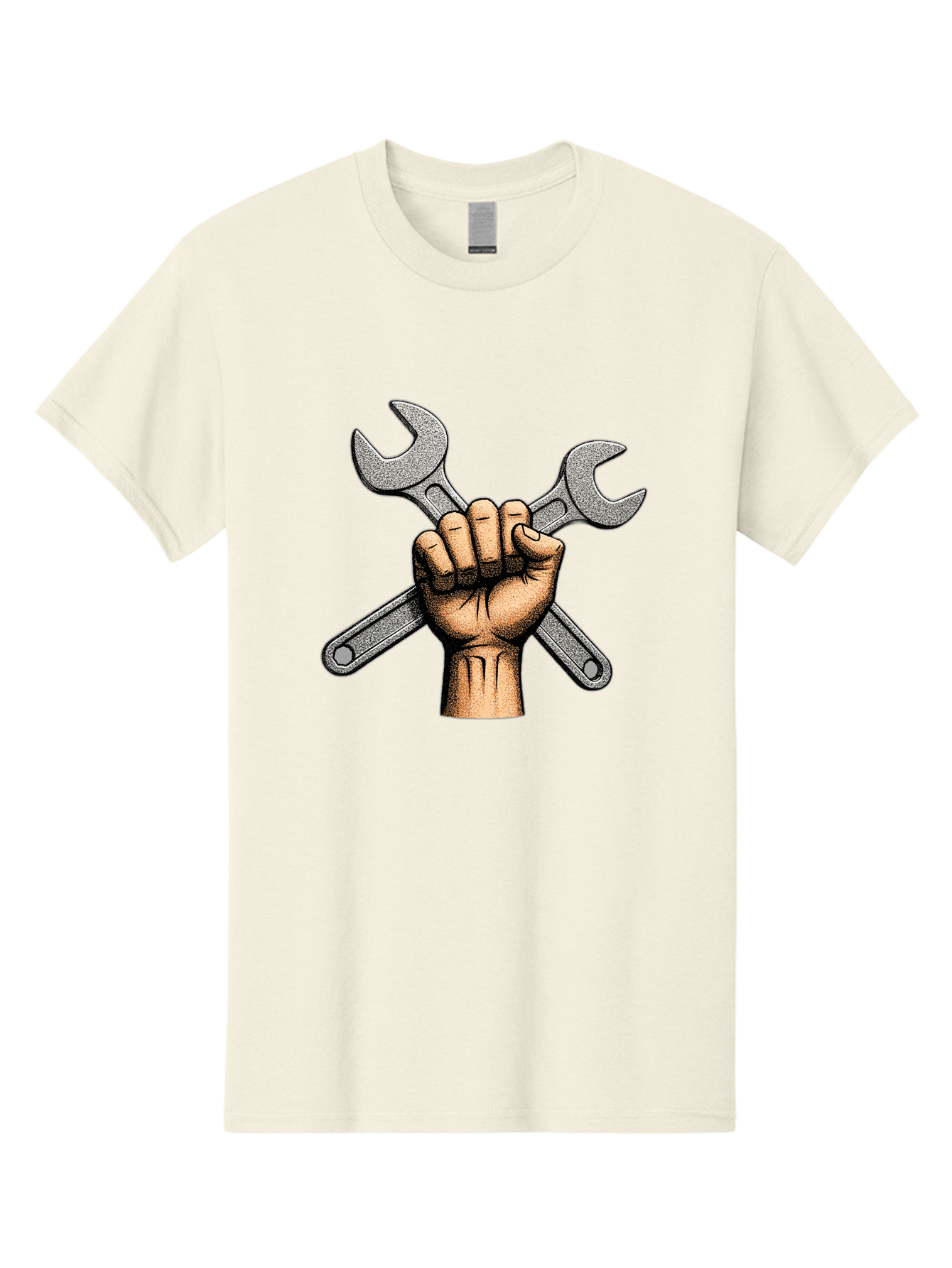 Fist-Holding-Wrenches Men'S Graphic Tee, 100% Cotton, Comfortable Casual Summer Wear, Machine Washable, Clenched Fist Holding Wrenches, Diy Tools, Repair Equipment, Handyman Symbols, Mechanic'S Hands, Maintenance Theme, Industrial Imagery Bad097