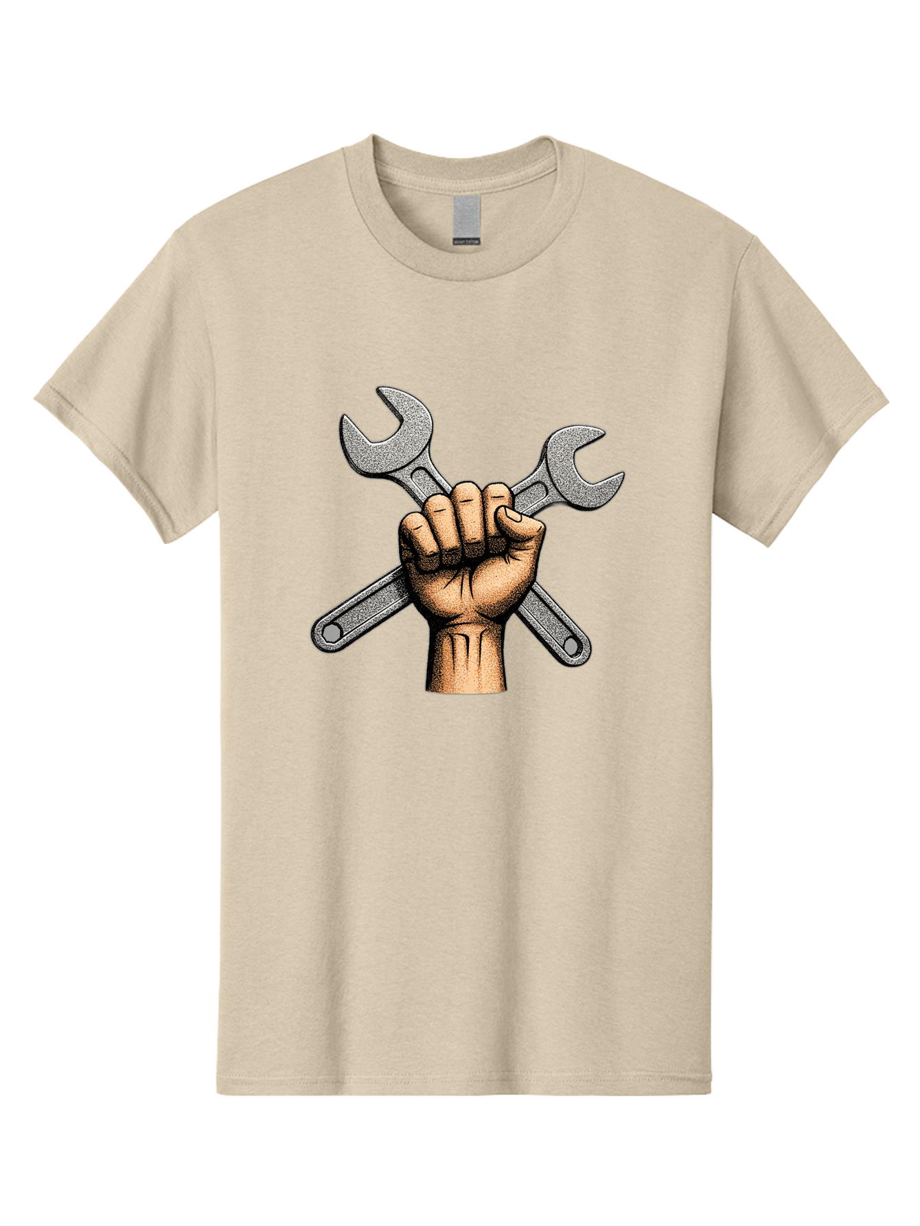 Fist-Holding-Wrenches Men'S Graphic Tee, 100% Cotton, Comfortable Casual Summer Wear, Machine Washable, Clenched Fist Holding Wrenches, Diy Tools, Repair Equipment, Handyman Symbols, Mechanic'S Hands, Maintenance Theme, Industrial Imagery Bad097