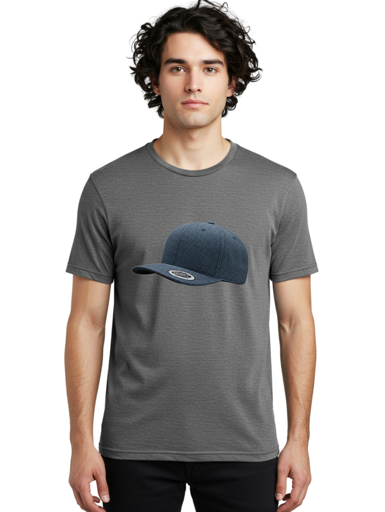 Flexfit-Cap Men'S Graphic Tee, 100% Cotton, Comfortable Casual Summer Wear, Machine Washable, Flexfit Baseball Cap, Dark Blue Cap, Snapback Hat, Flexfit Logo, Stylish Headwear, Casual Fashion, Sports Cap, Flexfit Branding, Hat With Logo Bad102