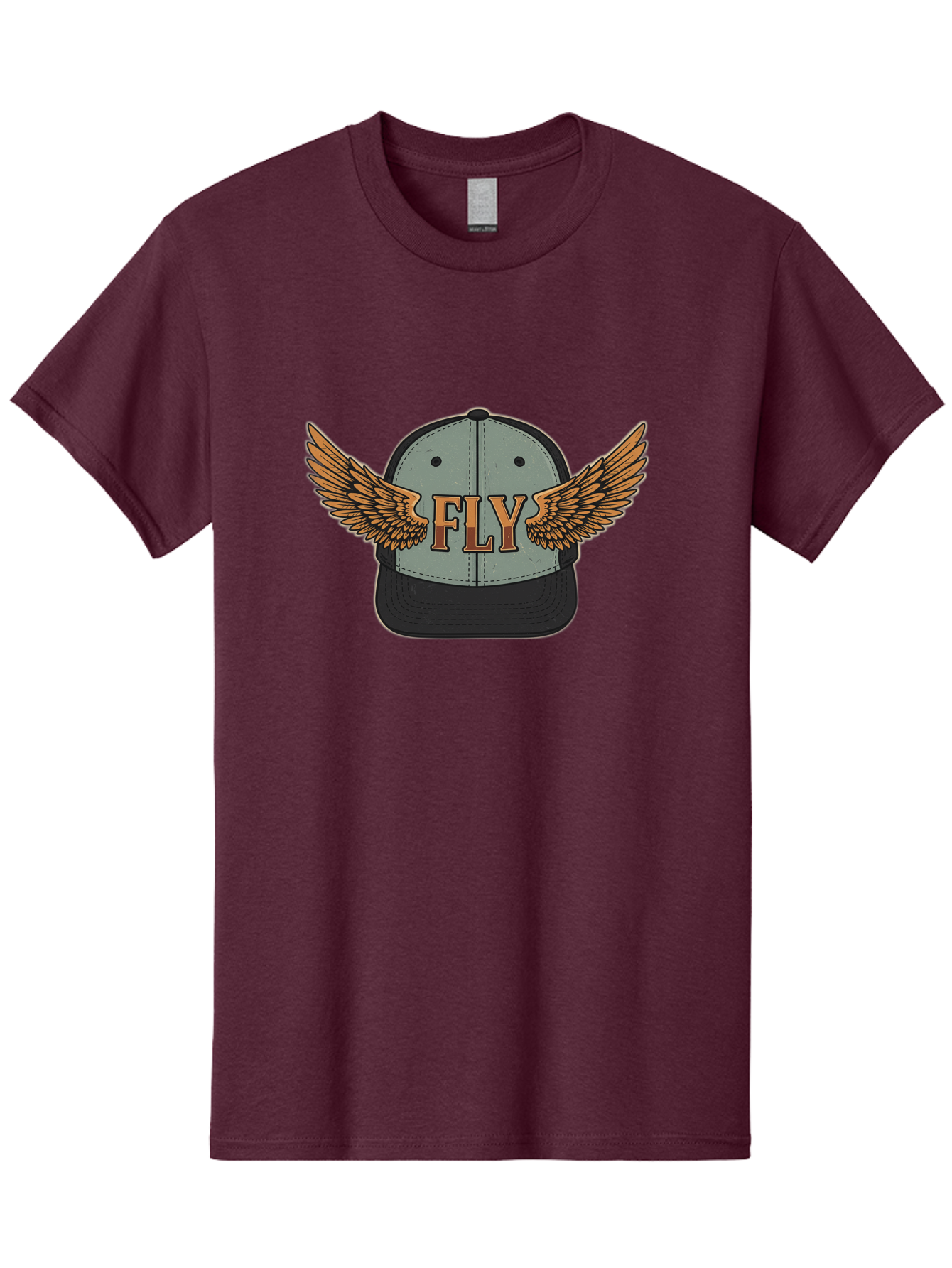 Fly-Baseball-Cap Men'S Graphic Tee, 100% Cotton, Comfortable Casual Summer Wear, Machine Washable, Baseball Cap With Wings, Fly Logo, Fashion Accessory, Streetwear Style, Winged Design, Casual Wear, Trendy Apparel, Hat With Wings Bad109