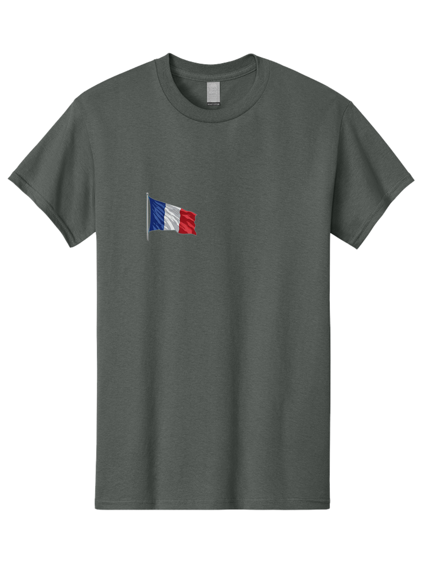 French-Flag Men'S Graphic Tee, 100% Cotton, Comfortable Casual Summer Wear, Machine Washable, French Flag Waving, National Symbol, France, Tricolor, Blue White And Red, Patriotic, Waving Flag, French Culture, Iconic Emblem, Country Flag Bad110