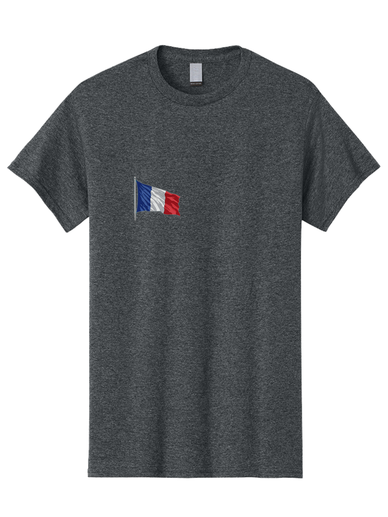 French-Flag Men'S Graphic Tee, 100% Cotton, Comfortable Casual Summer Wear, Machine Washable, French Flag Waving, National Symbol, France, Tricolor, Blue White And Red, Patriotic, Waving Flag, French Culture, Iconic Emblem, Country Flag Bad110