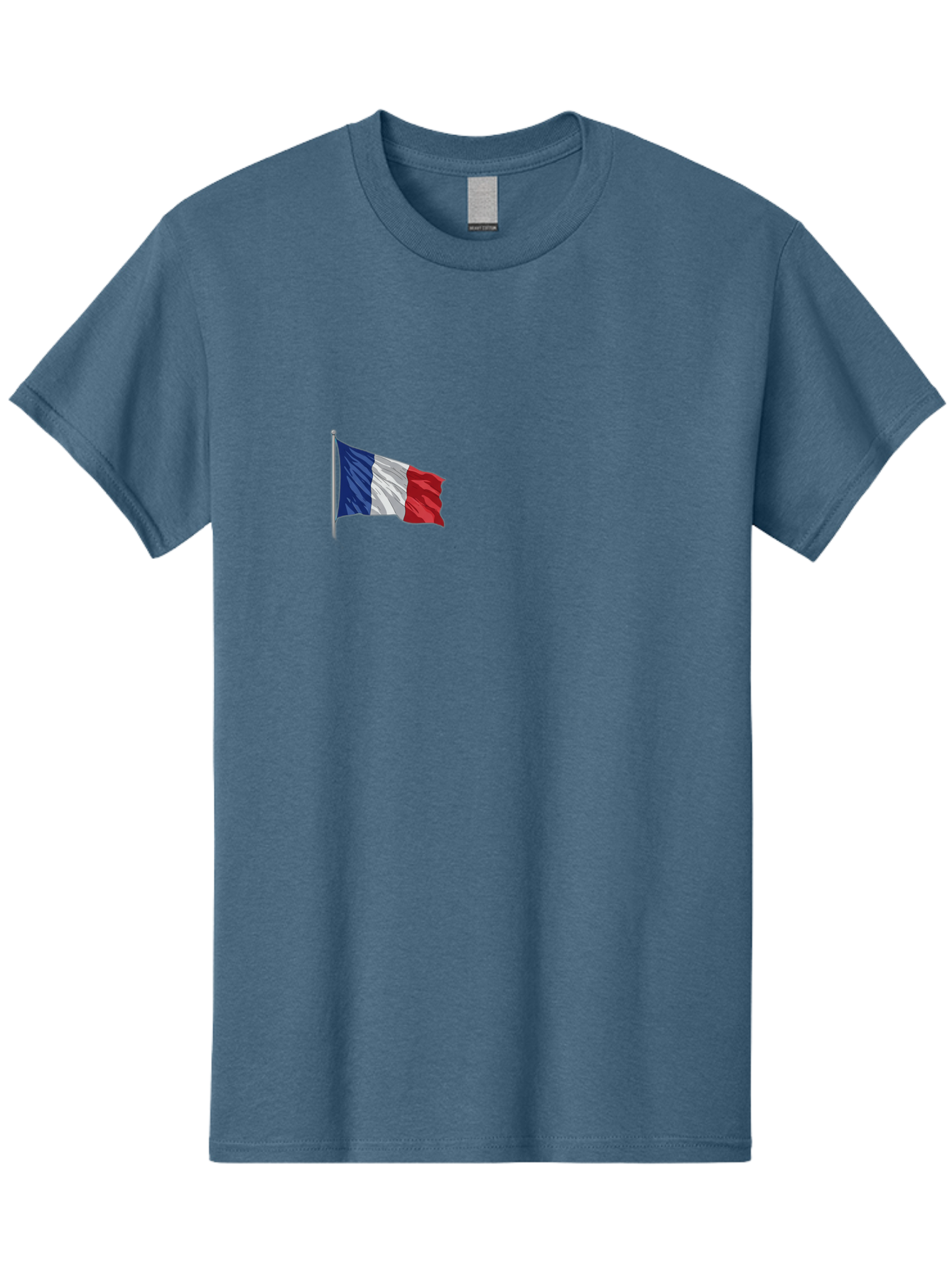 French-Flag Men'S Graphic Tee, 100% Cotton, Comfortable Casual Summer Wear, Machine Washable, French Flag Waving, National Symbol, France, Tricolor, Blue White And Red, Patriotic, Waving Flag, French Culture, Iconic Emblem, Country Flag Bad110