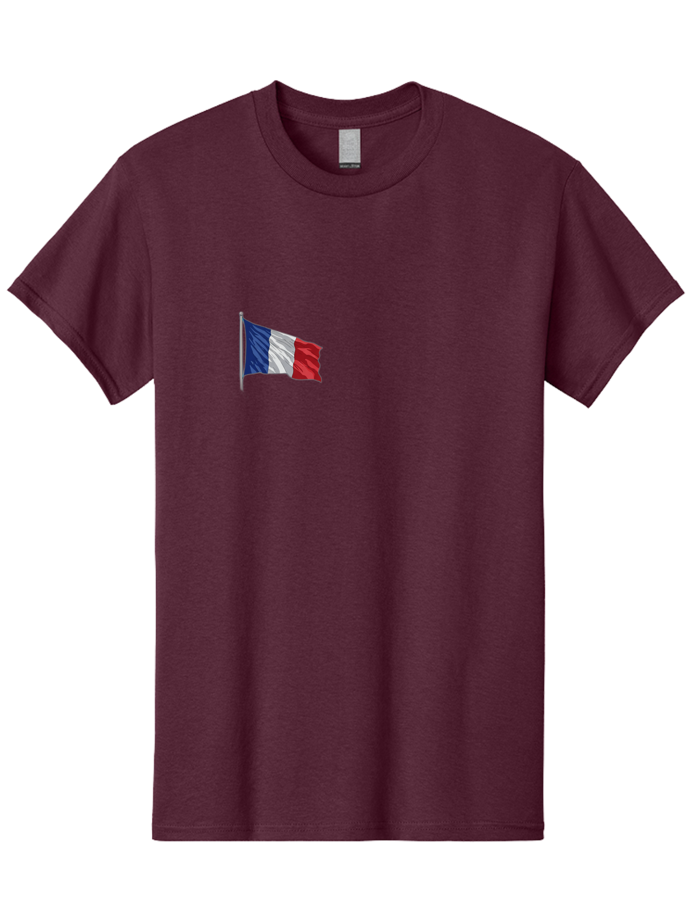 French-Flag Men'S Graphic Tee, 100% Cotton, Comfortable Casual Summer Wear, Machine Washable, French Flag Waving, National Symbol, France, Tricolor, Blue White And Red, Patriotic, Waving Flag, French Culture, Iconic Emblem, Country Flag Bad110