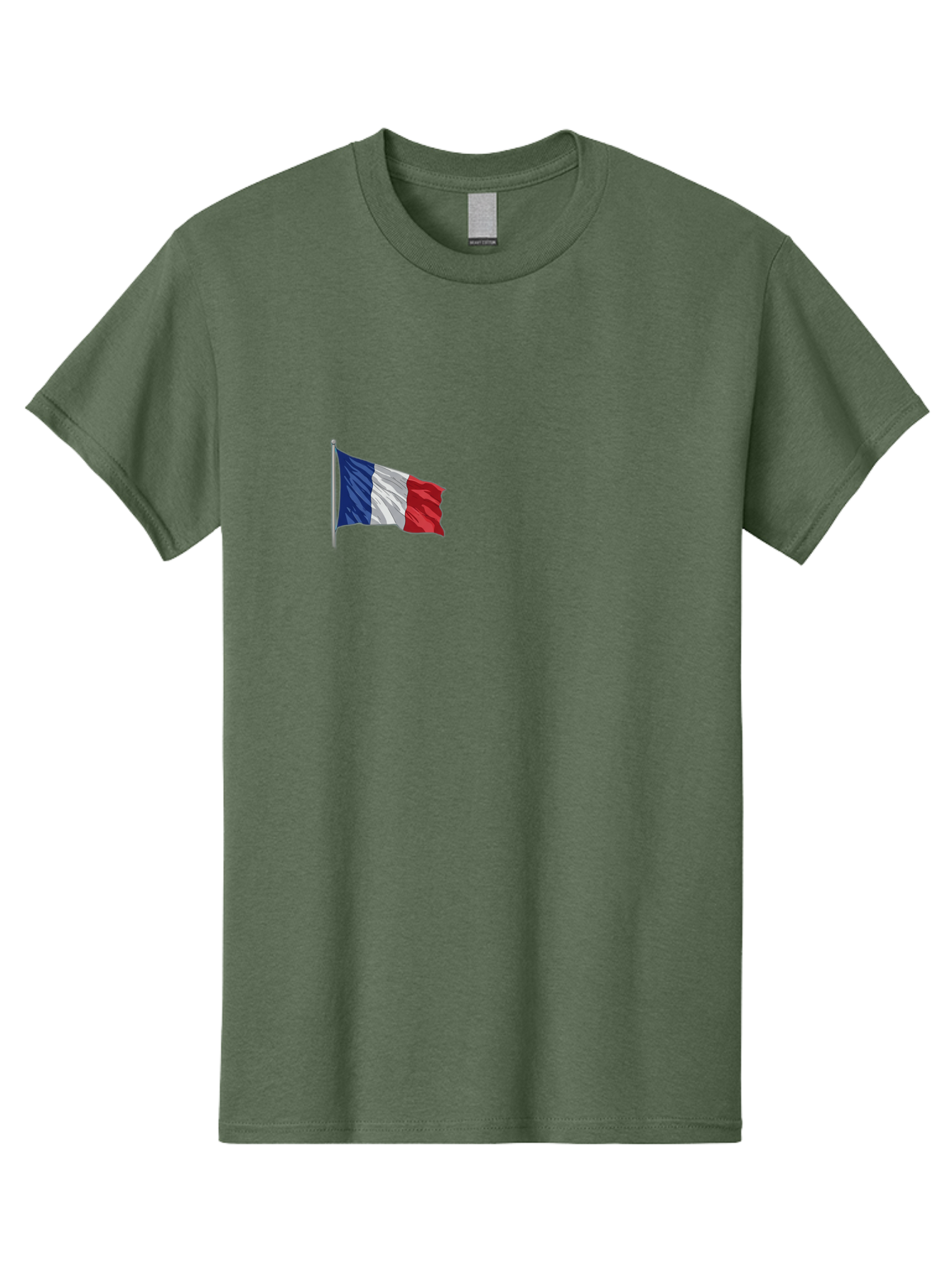 French-Flag Men'S Graphic Tee, 100% Cotton, Comfortable Casual Summer Wear, Machine Washable, French Flag Waving, National Symbol, France, Tricolor, Blue White And Red, Patriotic, Waving Flag, French Culture, Iconic Emblem, Country Flag Bad110