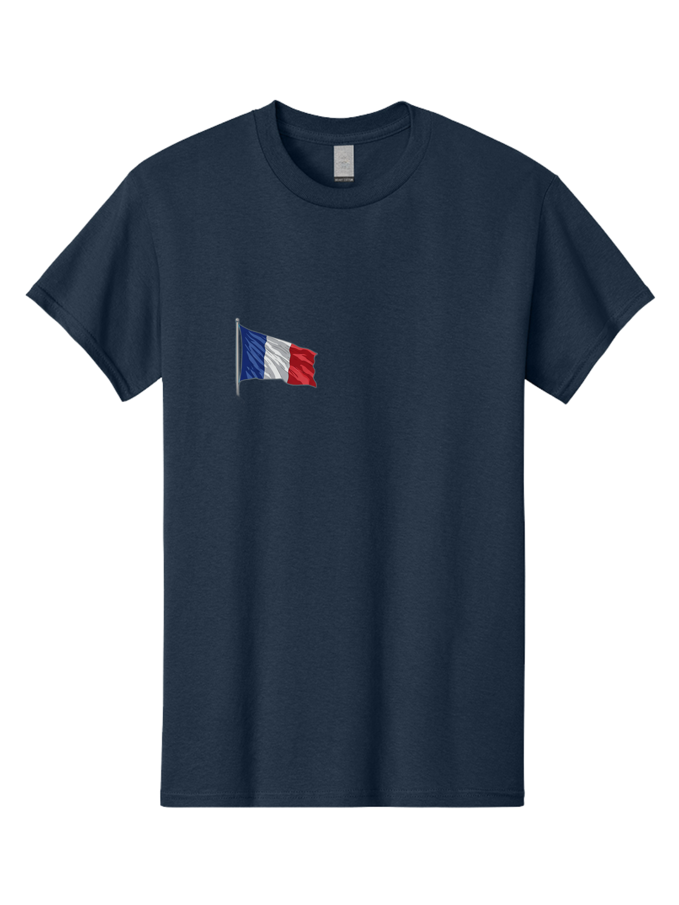 French-Flag Men'S Graphic Tee, 100% Cotton, Comfortable Casual Summer Wear, Machine Washable, French Flag Waving, National Symbol, France, Tricolor, Blue White And Red, Patriotic, Waving Flag, French Culture, Iconic Emblem, Country Flag Bad110