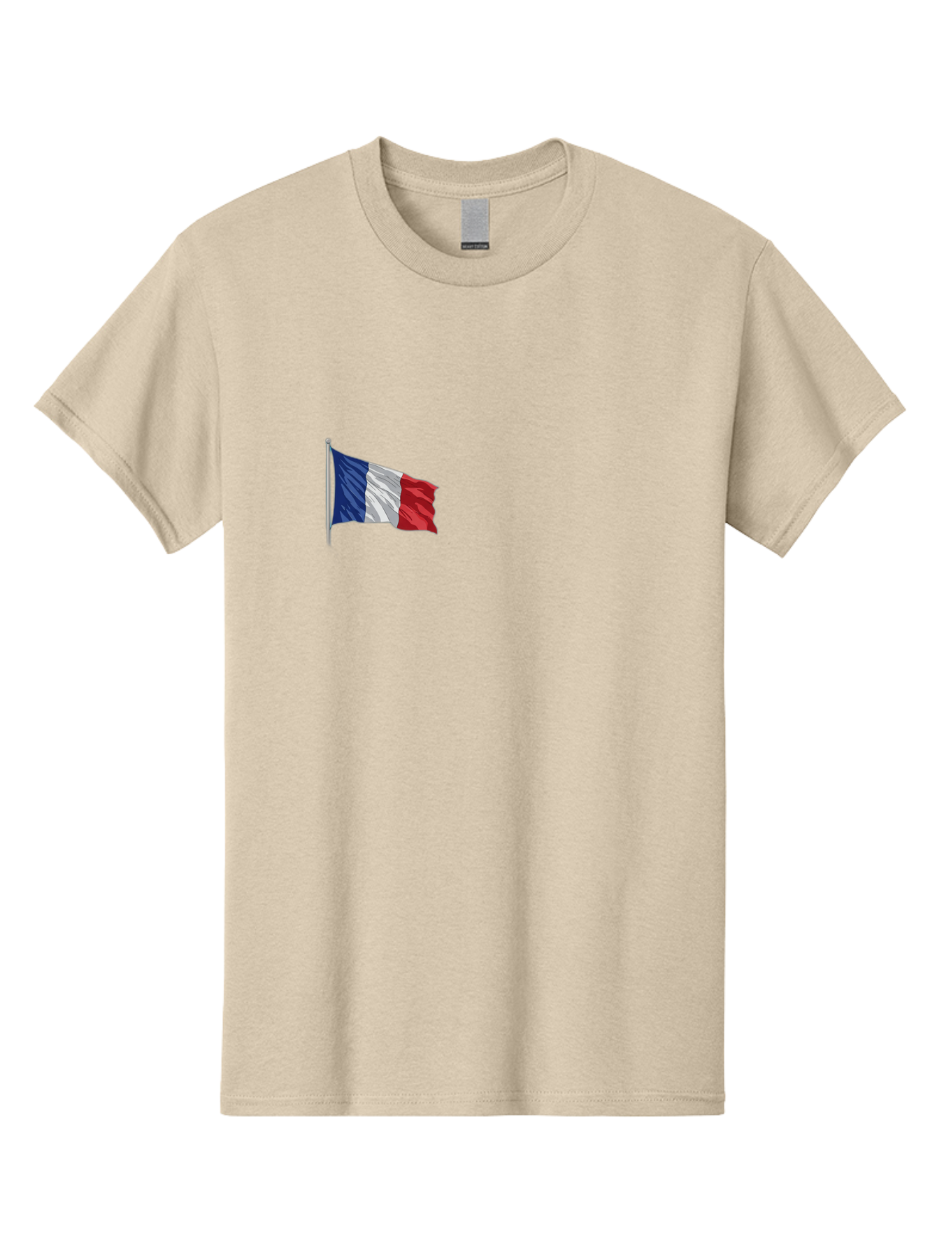 French-Flag Men'S Graphic Tee, 100% Cotton, Comfortable Casual Summer Wear, Machine Washable, French Flag Waving, National Symbol, France, Tricolor, Blue White And Red, Patriotic, Waving Flag, French Culture, Iconic Emblem, Country Flag Bad110