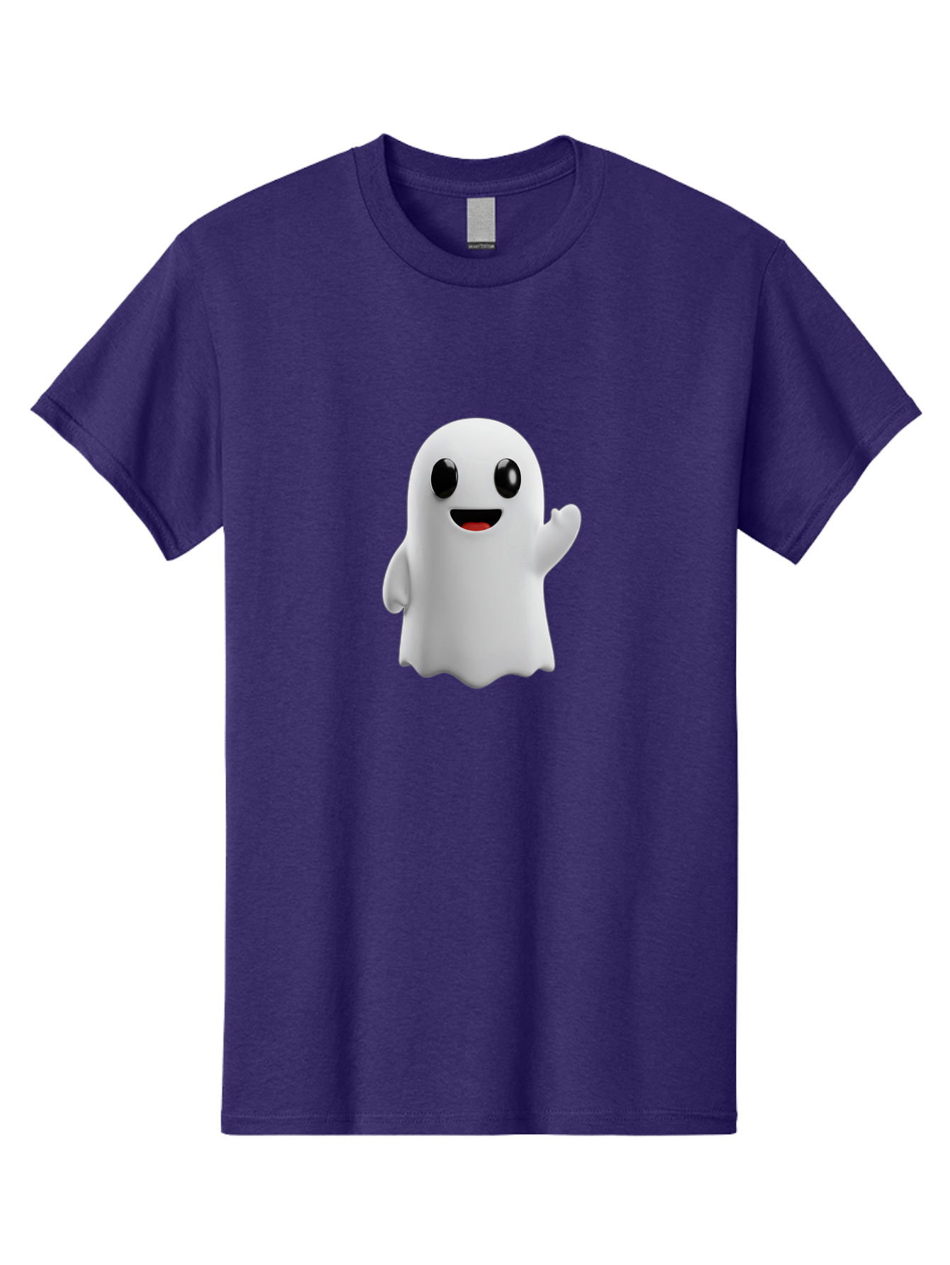Friendly-Ghost Men'S Graphic Tee, 100% Cotton, Comfortable Casual Summer Wear, Machine Washable, Cartoon Ghost Character, Friendly Ghost, Smiling Ghost, Waving Ghost, Cute Ghost, 3D Rendering, Halloween Theme, Playful Character, Bad112
