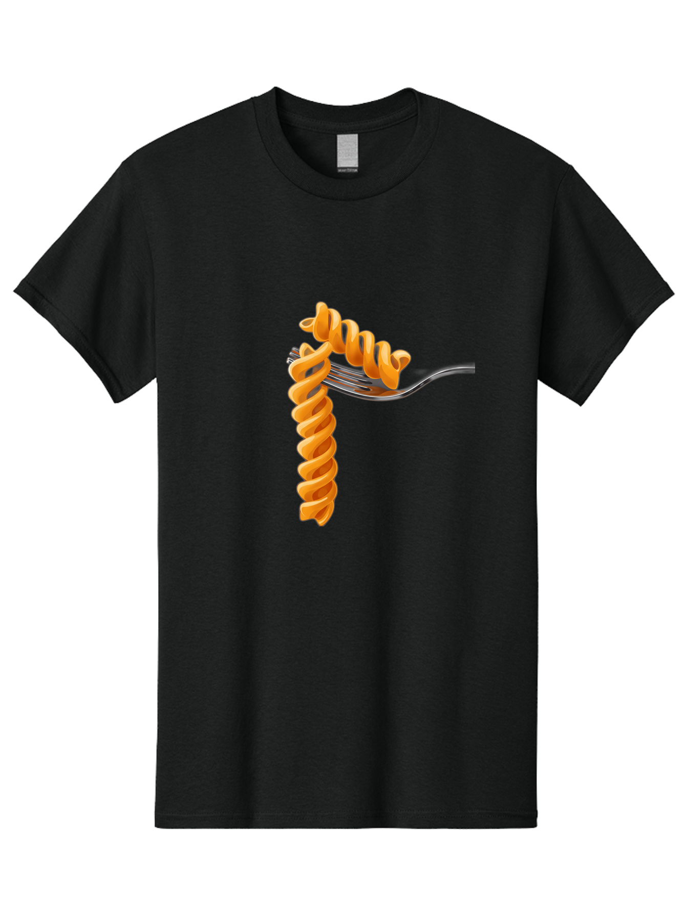Fusilli-On-Fork Men'S Graphic Tee, 100% Cotton, Comfortable Casual Summer Wear, Machine Washable, Fusilli Pasta, Spiral Pasta, Fork, Italian Cuisine, Delicious Meal, Tasty Food, Pasta Dish, Culinary Delight Bad113