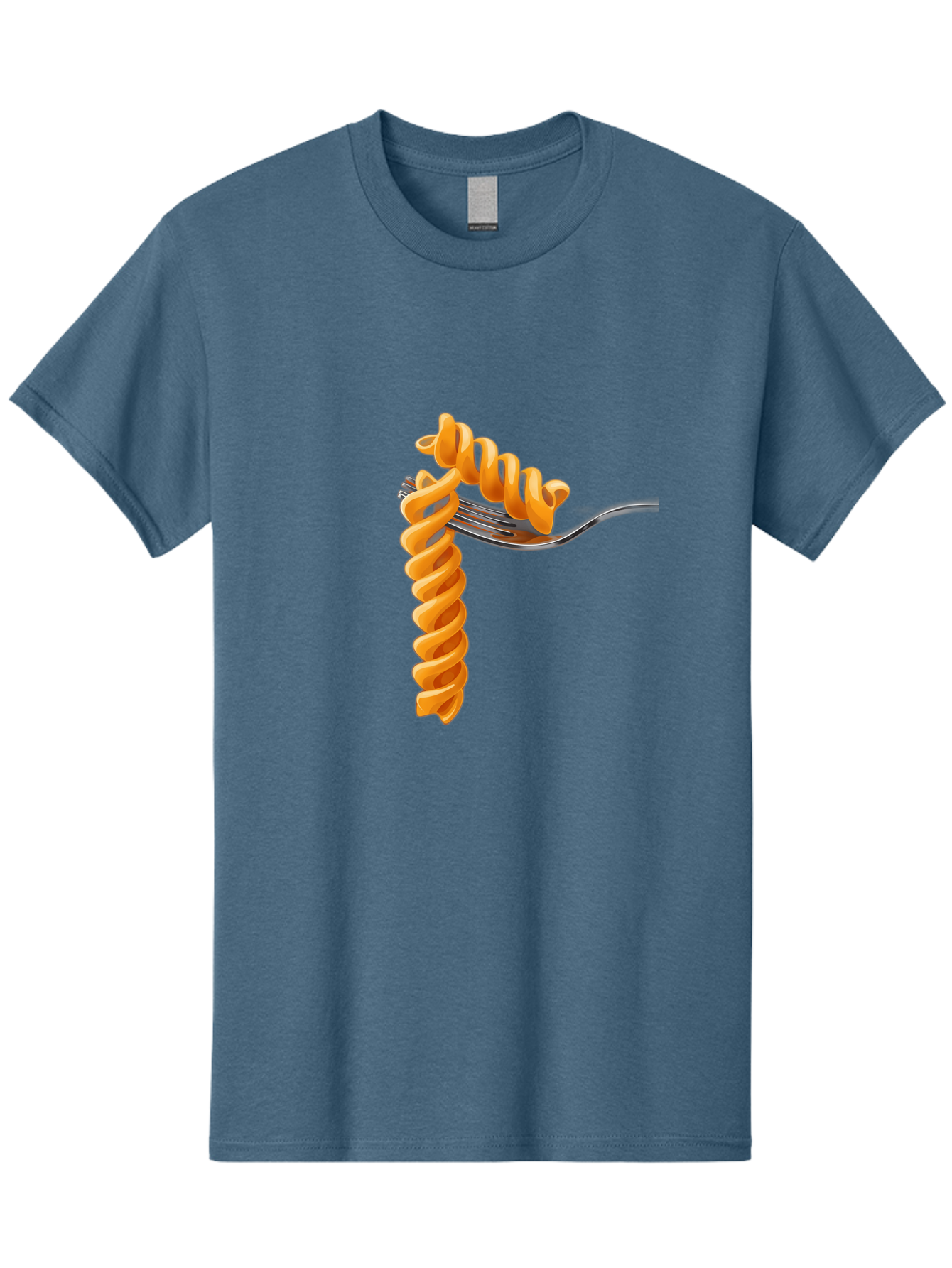 Fusilli-On-Fork Men'S Graphic Tee, 100% Cotton, Comfortable Casual Summer Wear, Machine Washable, Fusilli Pasta, Spiral Pasta, Fork, Italian Cuisine, Delicious Meal, Tasty Food, Pasta Dish, Culinary Delight Bad113