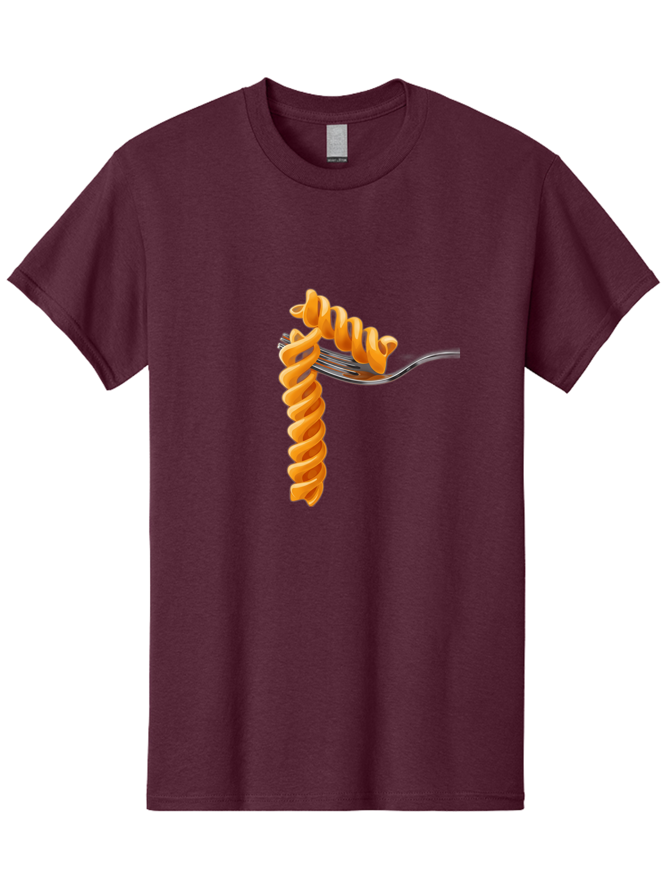 Fusilli-On-Fork Men'S Graphic Tee, 100% Cotton, Comfortable Casual Summer Wear, Machine Washable, Fusilli Pasta, Spiral Pasta, Fork, Italian Cuisine, Delicious Meal, Tasty Food, Pasta Dish, Culinary Delight Bad113